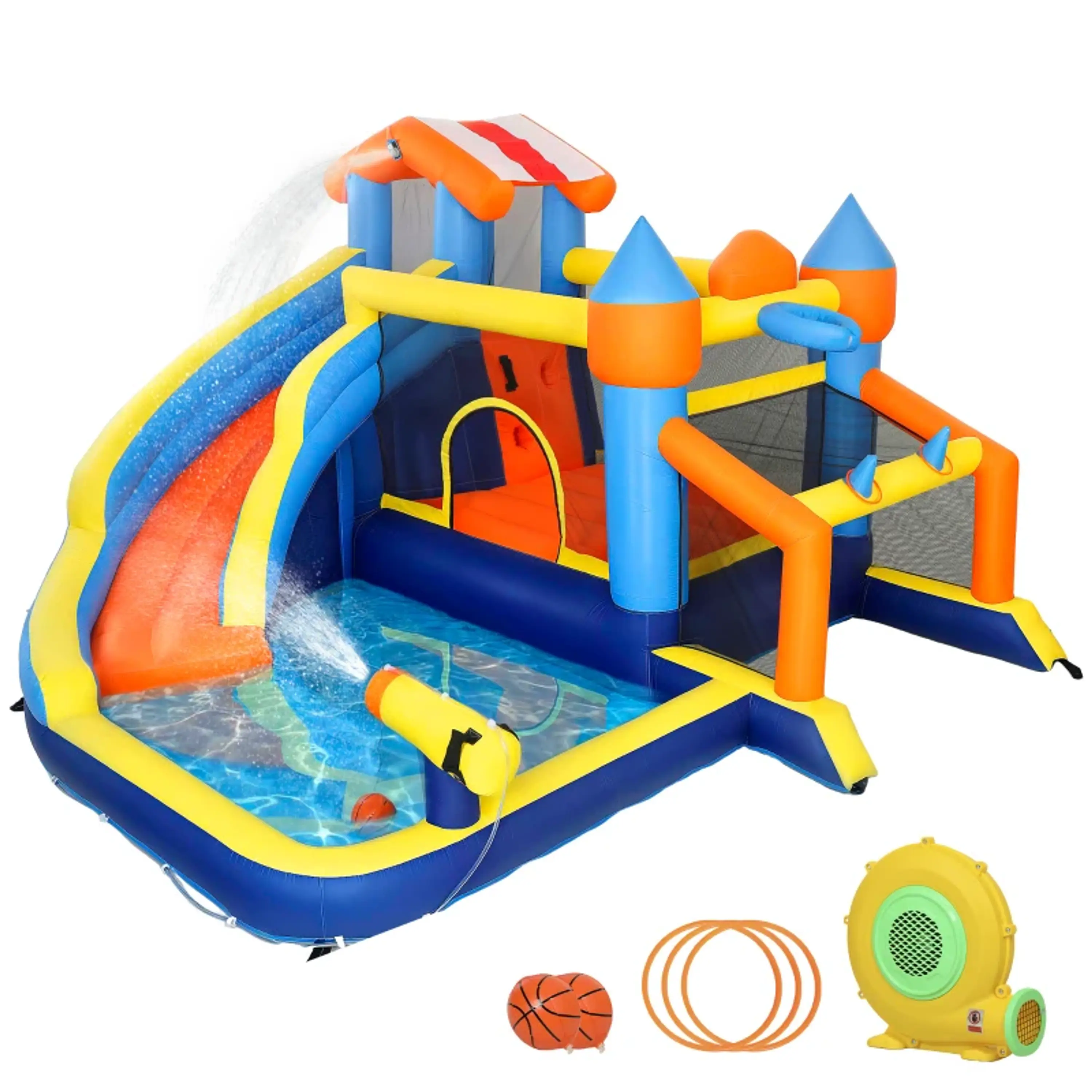 Castelo Insuflável Aquático 8 em 1 com Soprador de 550W 6
