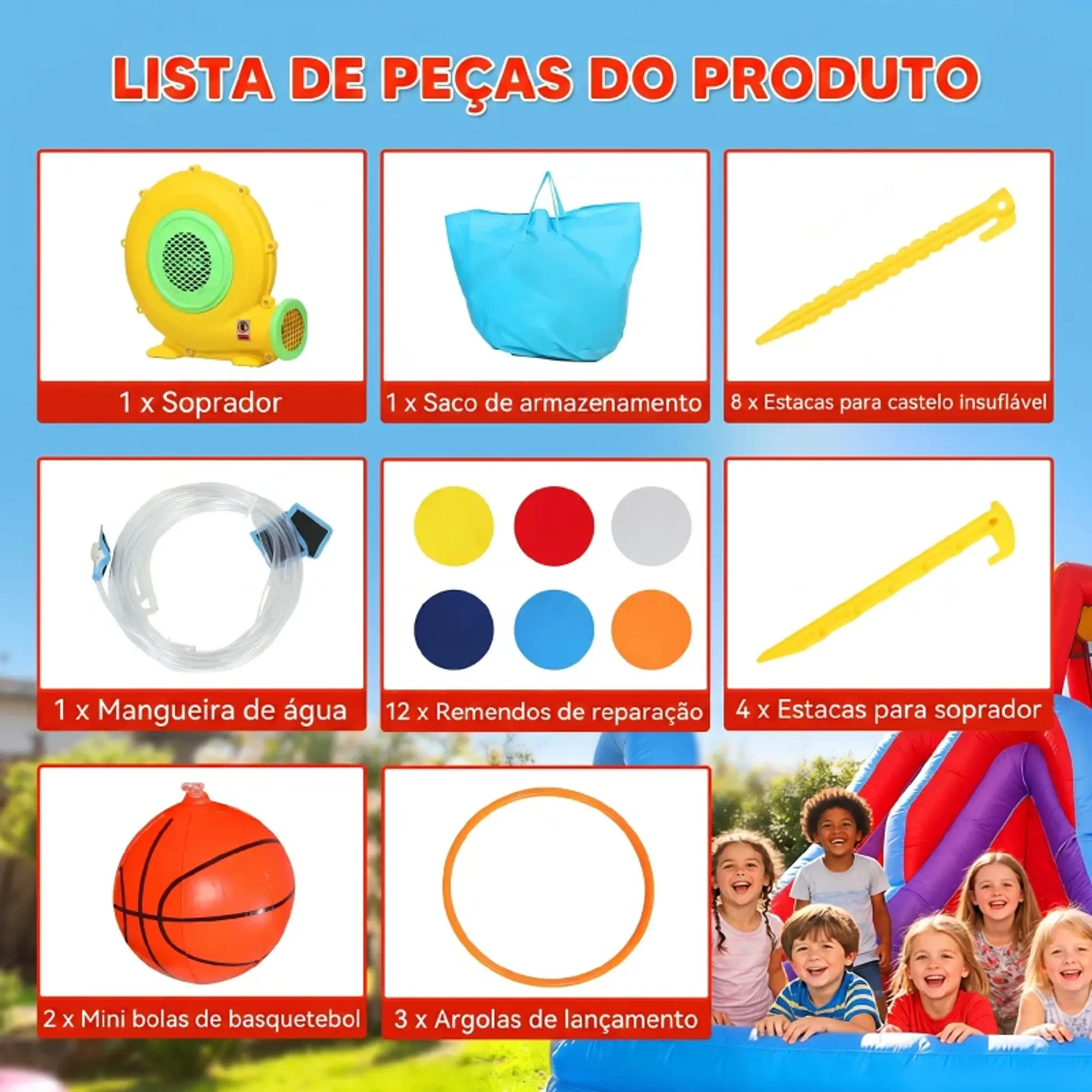 Castelo Insuflável Aquático 8 em 1 com Soprador de 550W 7
