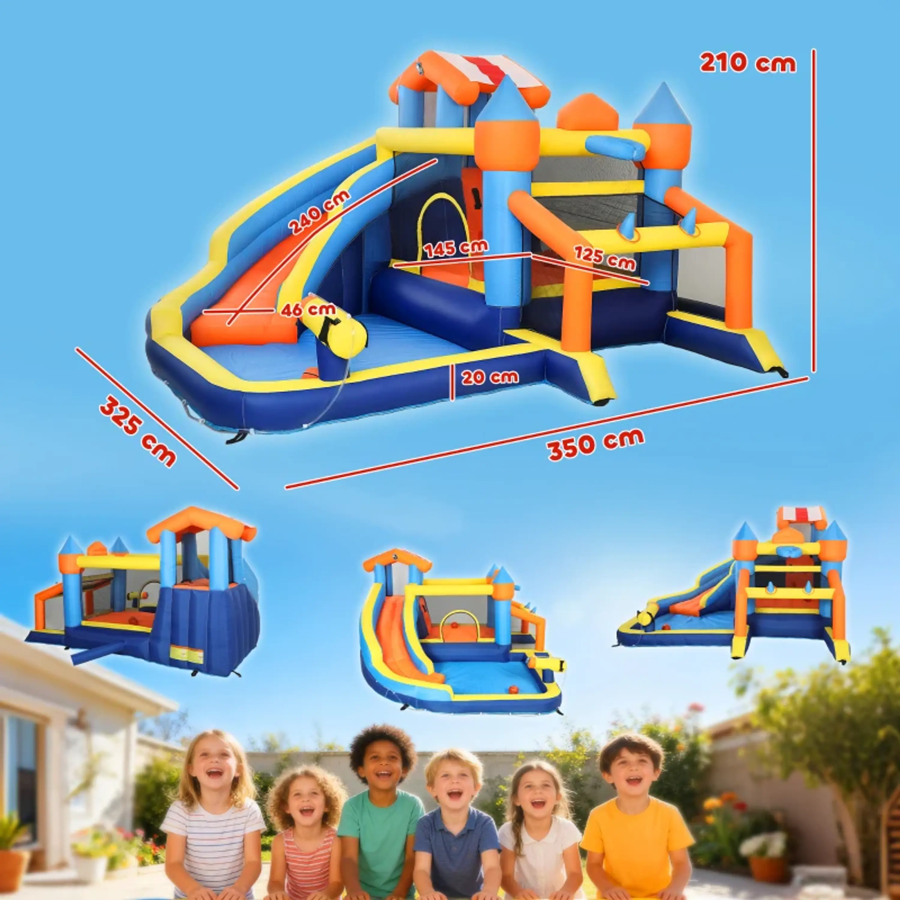 Castelo Insuflável Aquático 8 em 1 com Soprador de 550W 11