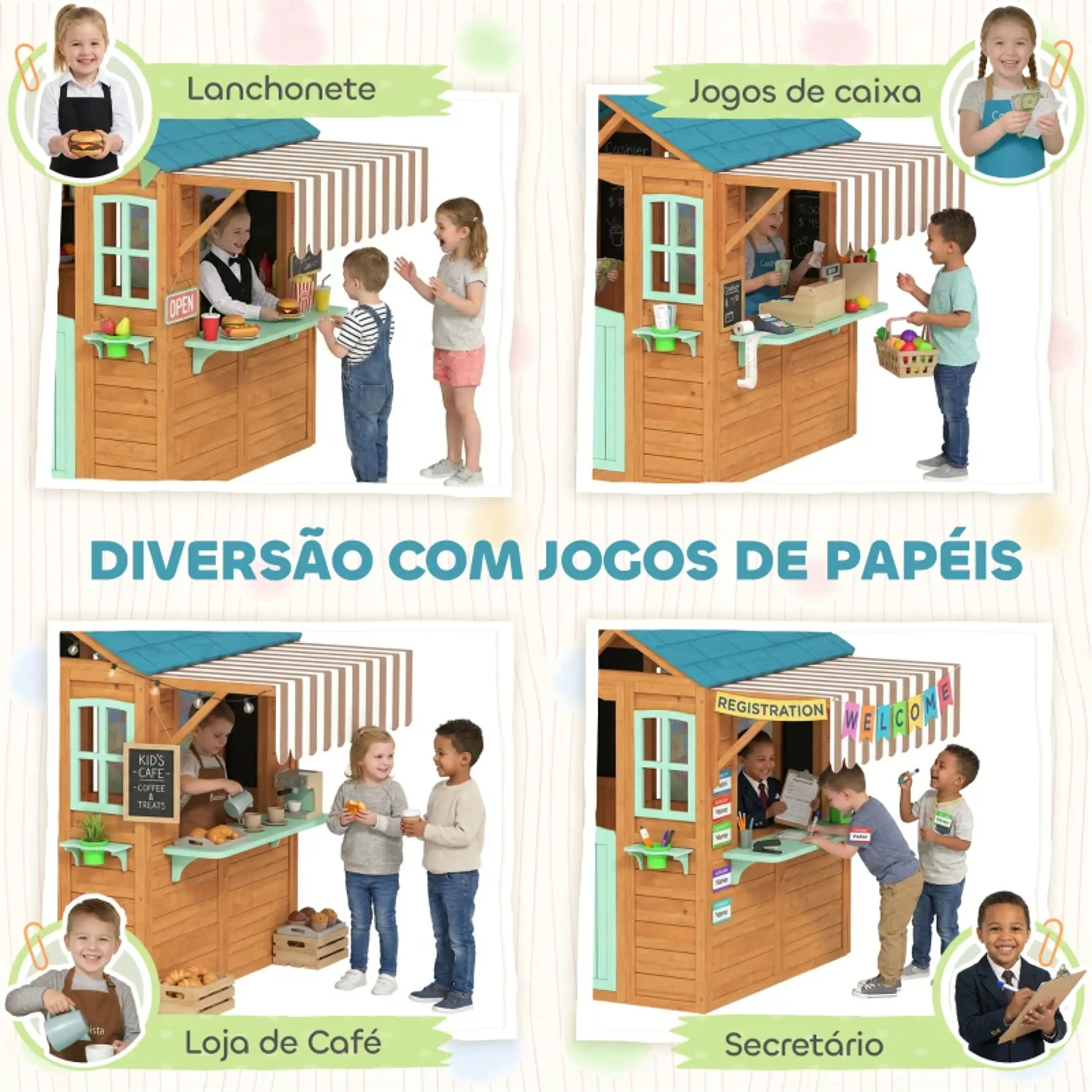 Casa Infantil  de Madeira com Balcão Floreiras 4