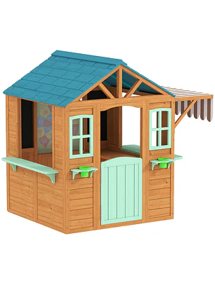 Casa Infantil  de Madeira com Balcão Floreiras