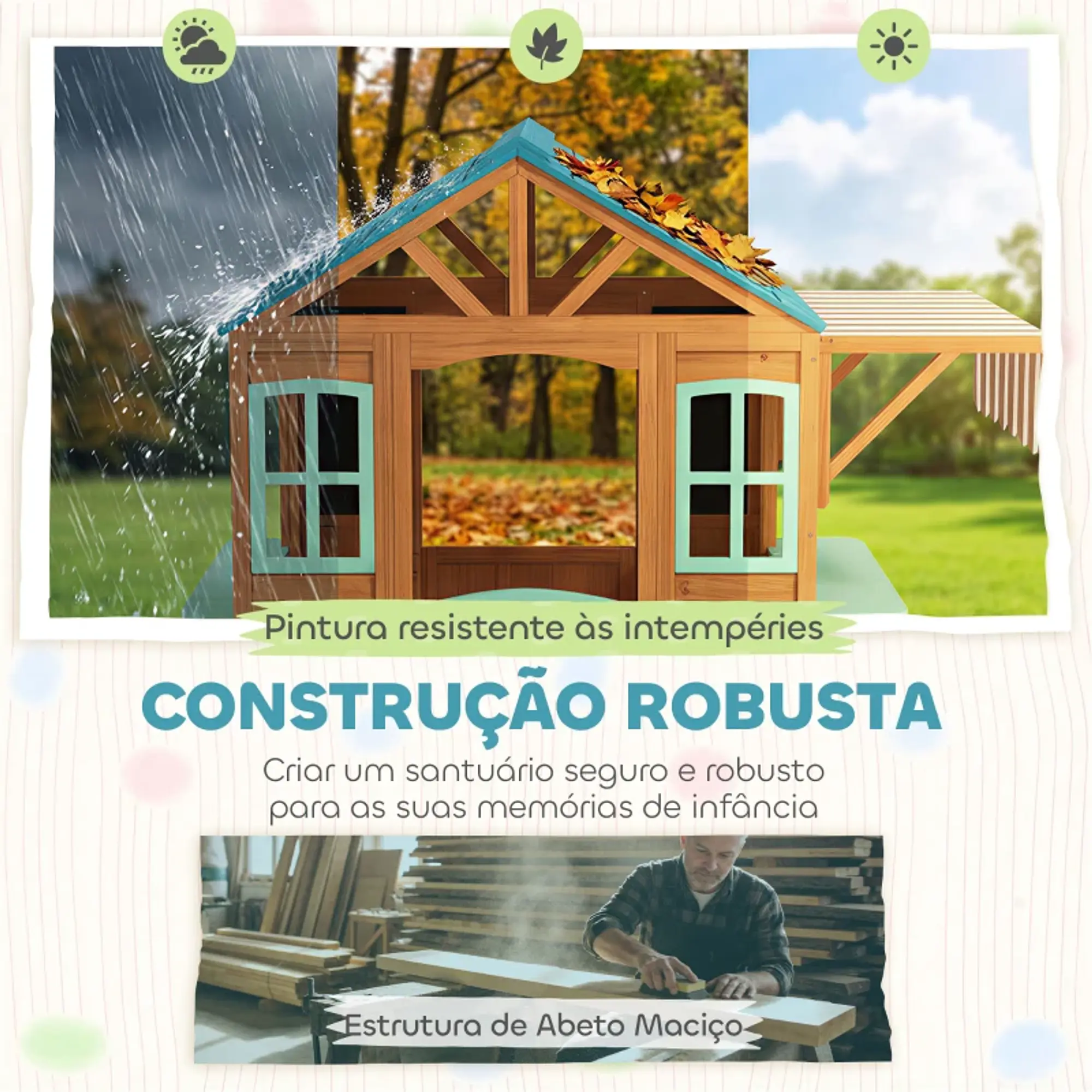 Casa Infantil  de Madeira com Balcão Floreiras 8