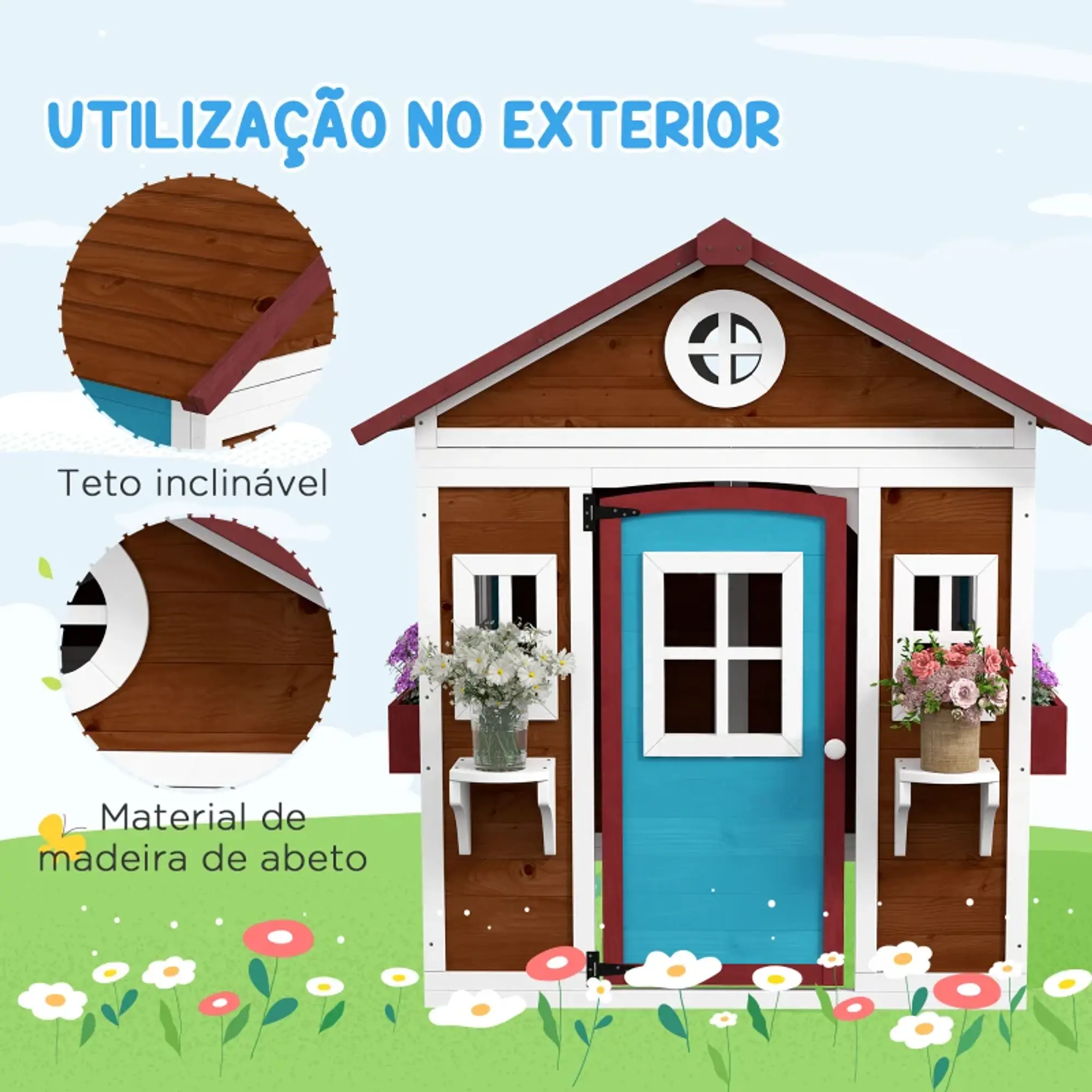 Casinha de Madeira Infantil - Castanho Escuro 4