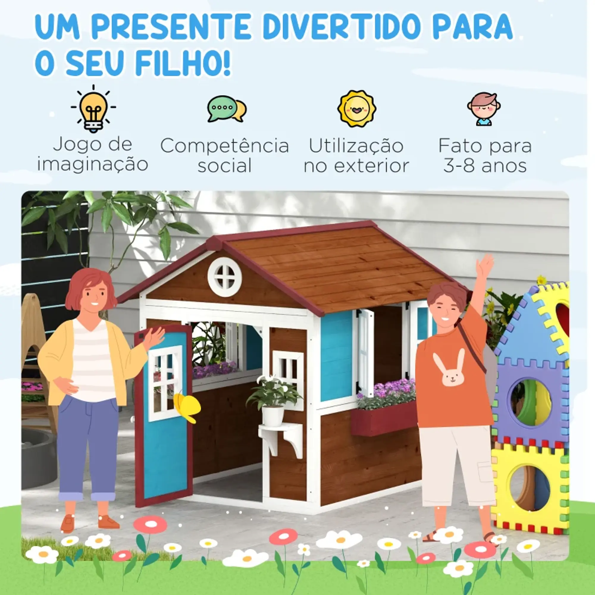Casinha de Madeira Infantil - Castanho Escuro 5