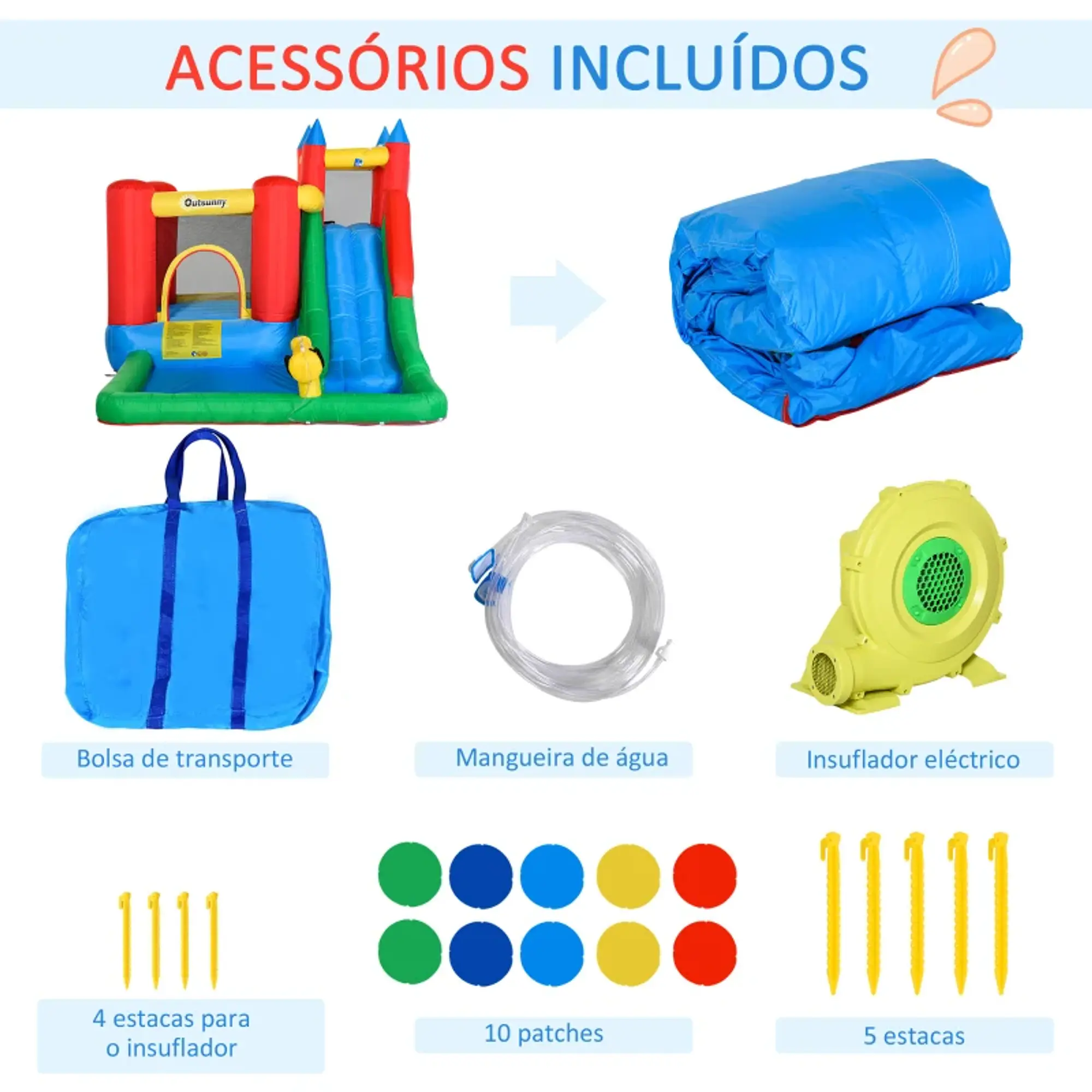 Castelo Insuflável com parque aquático Multicolor 8