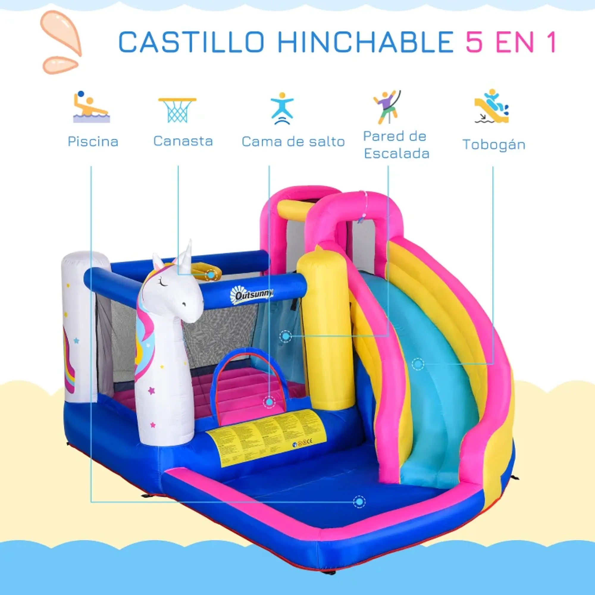 Castelo insuflável com piscina escorregador 7