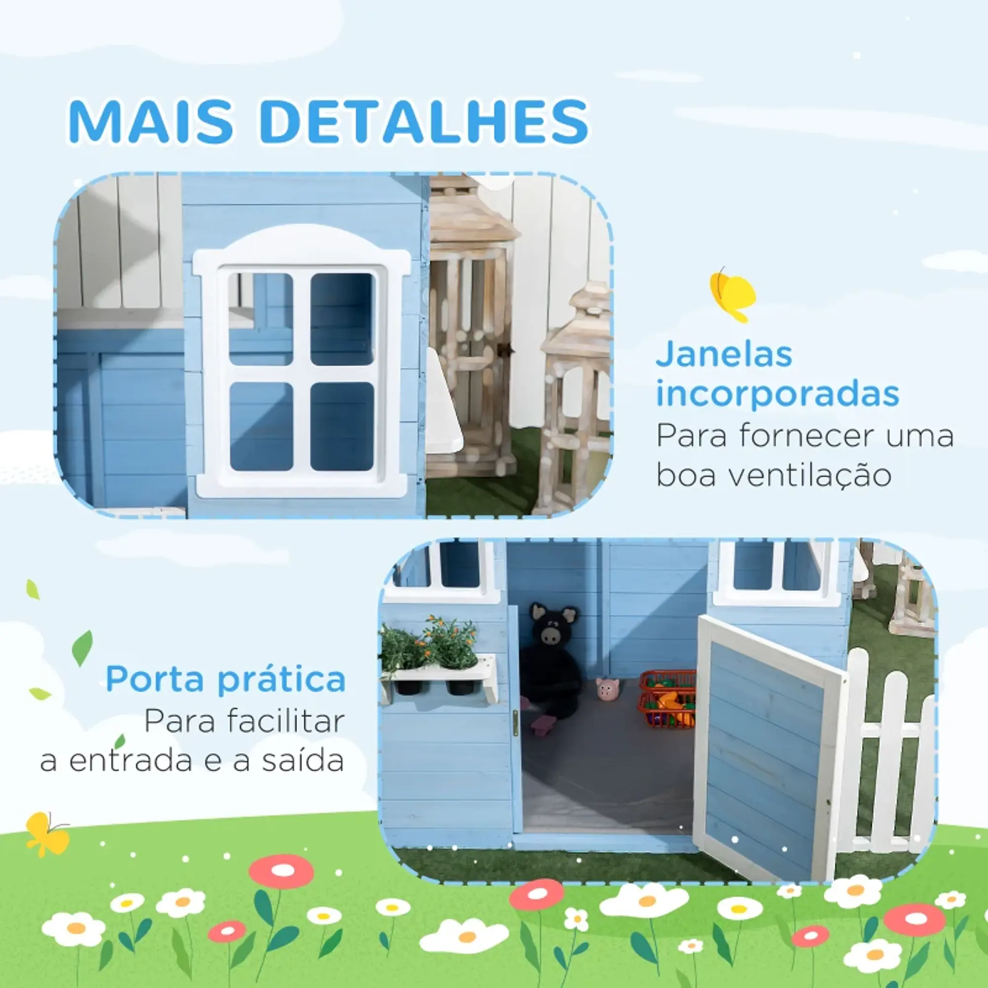 Casinha de Madeira infantil Azul 5