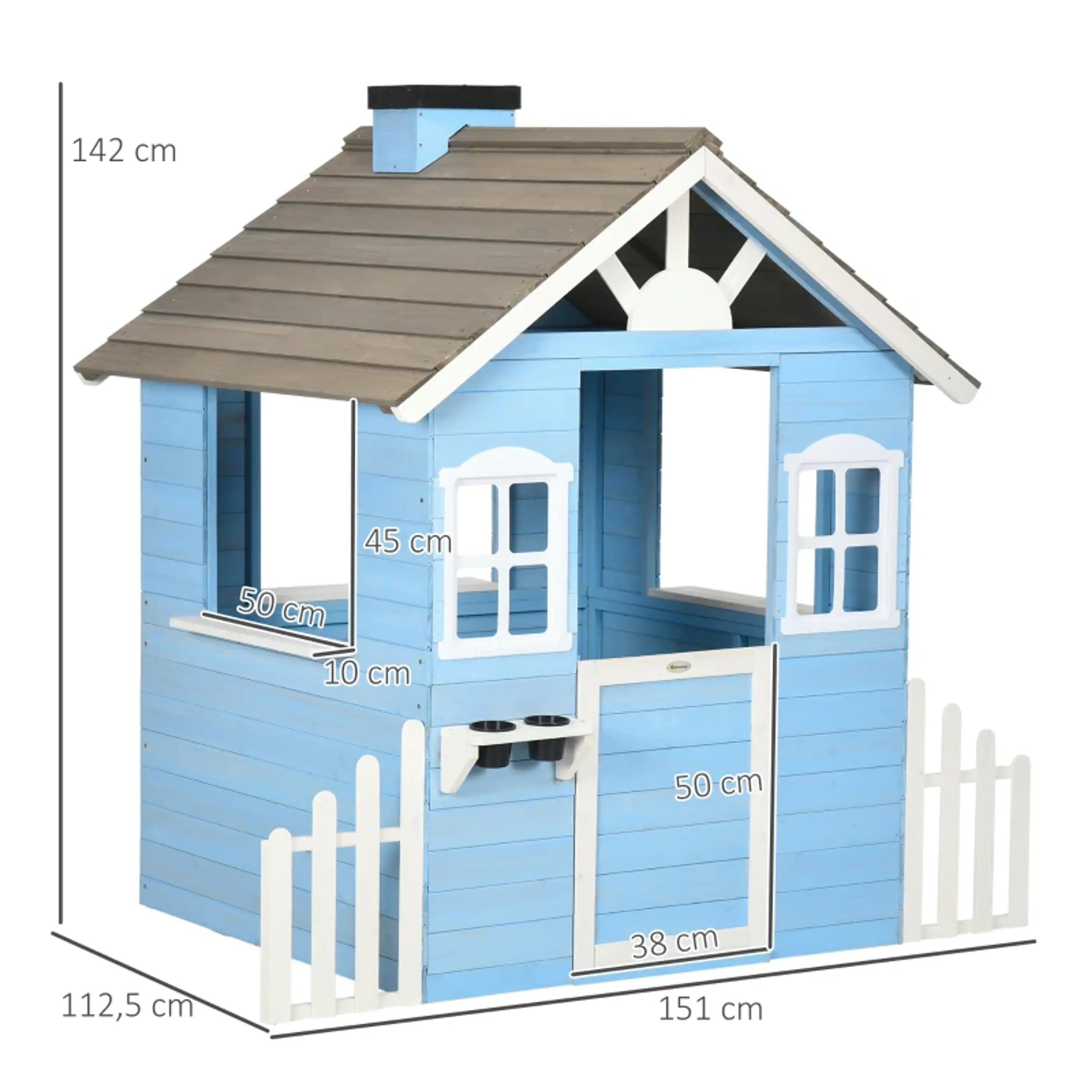 Casinha de Madeira infantil Azul 3