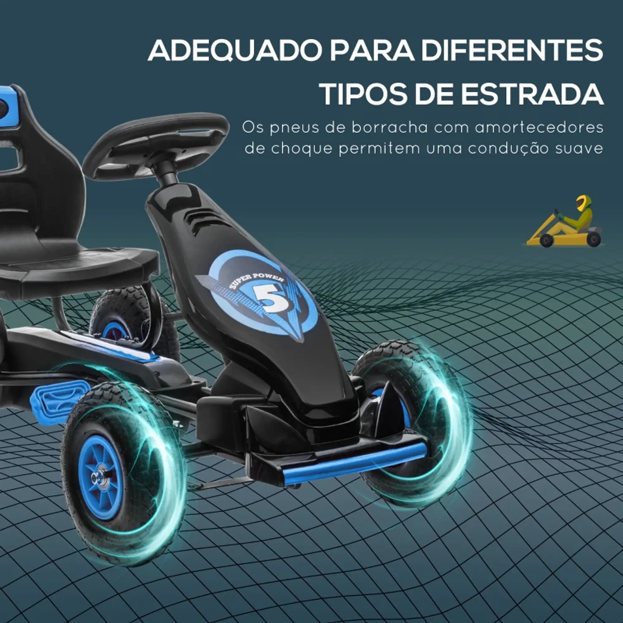 Kart a Pedais para Crianças 5-12 Anos com Travão de Mão 8