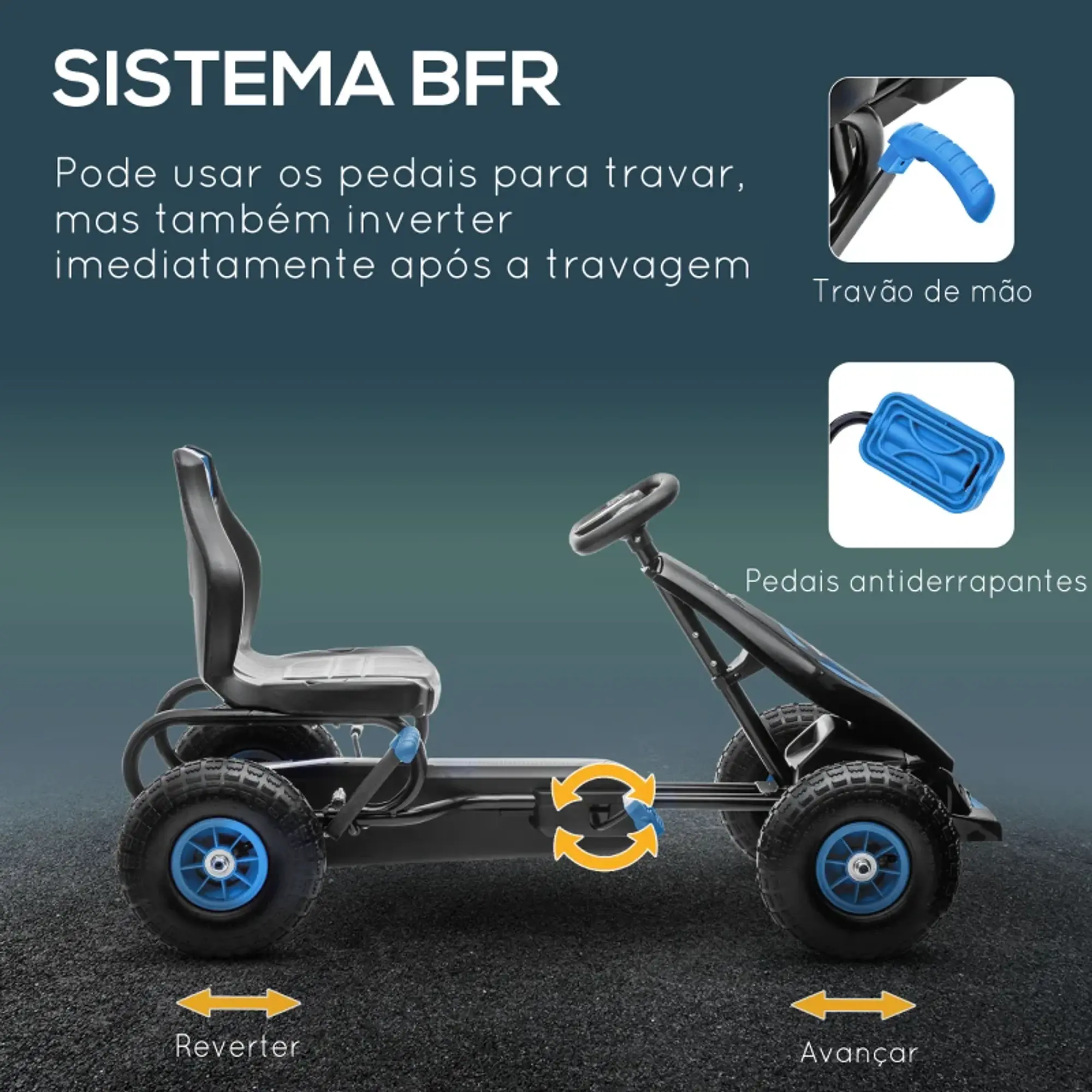 Kart a Pedais para Crianças 5-12 Anos com Travão de Mão 12