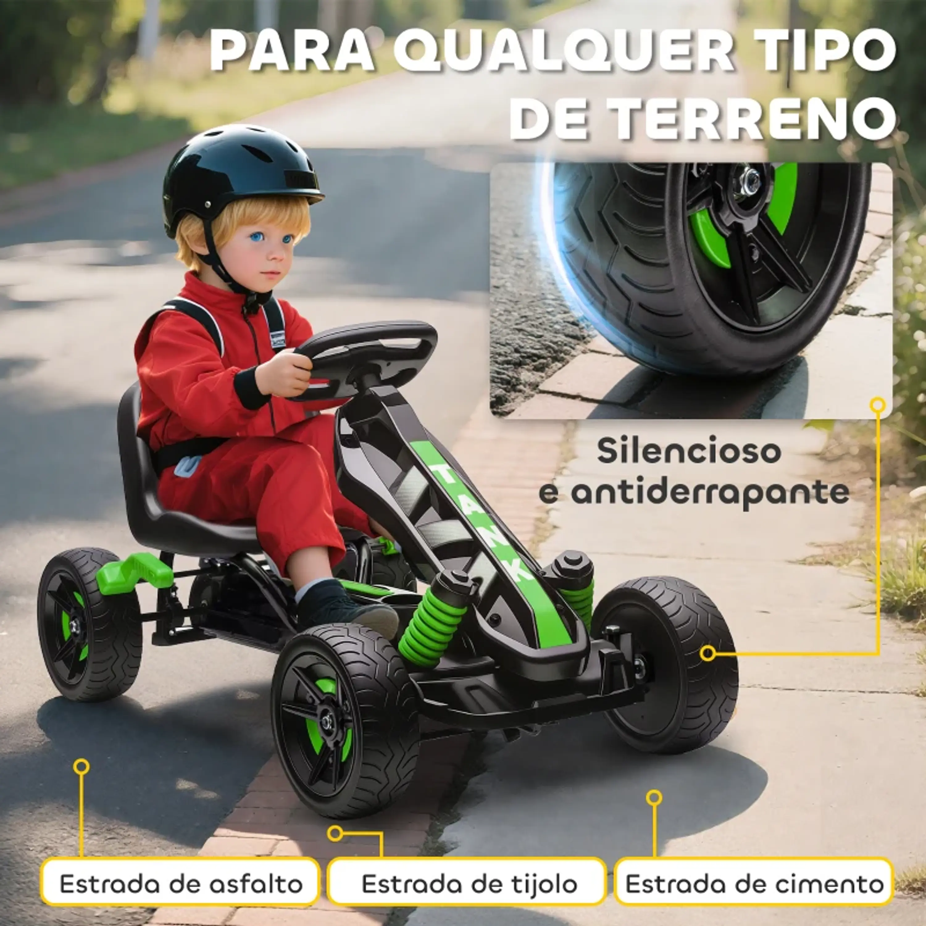 Kart a Pedais para Crianças com Embraiagem Automática Travão e Rodas Antiderrapantes EVA 2
