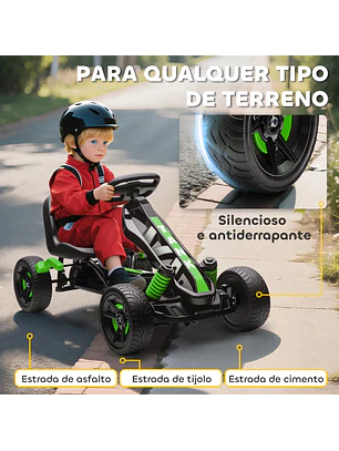 Kart a Pedais para Crianças com Embraiagem Automática Travão e Rodas Antiderrapantes EVA