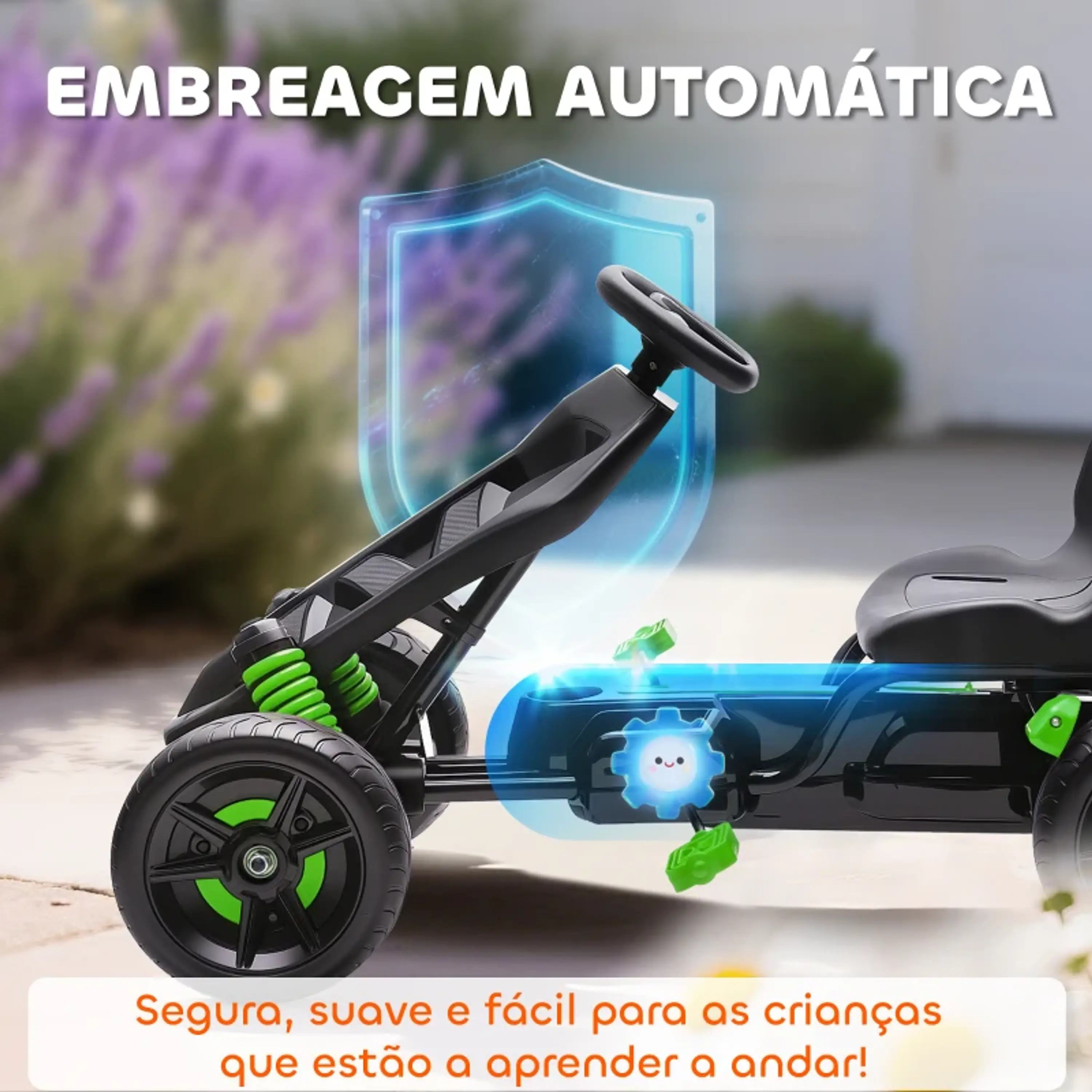 Kart a Pedais para Crianças com Embraiagem Automática Travão e Rodas Antiderrapantes EVA 10