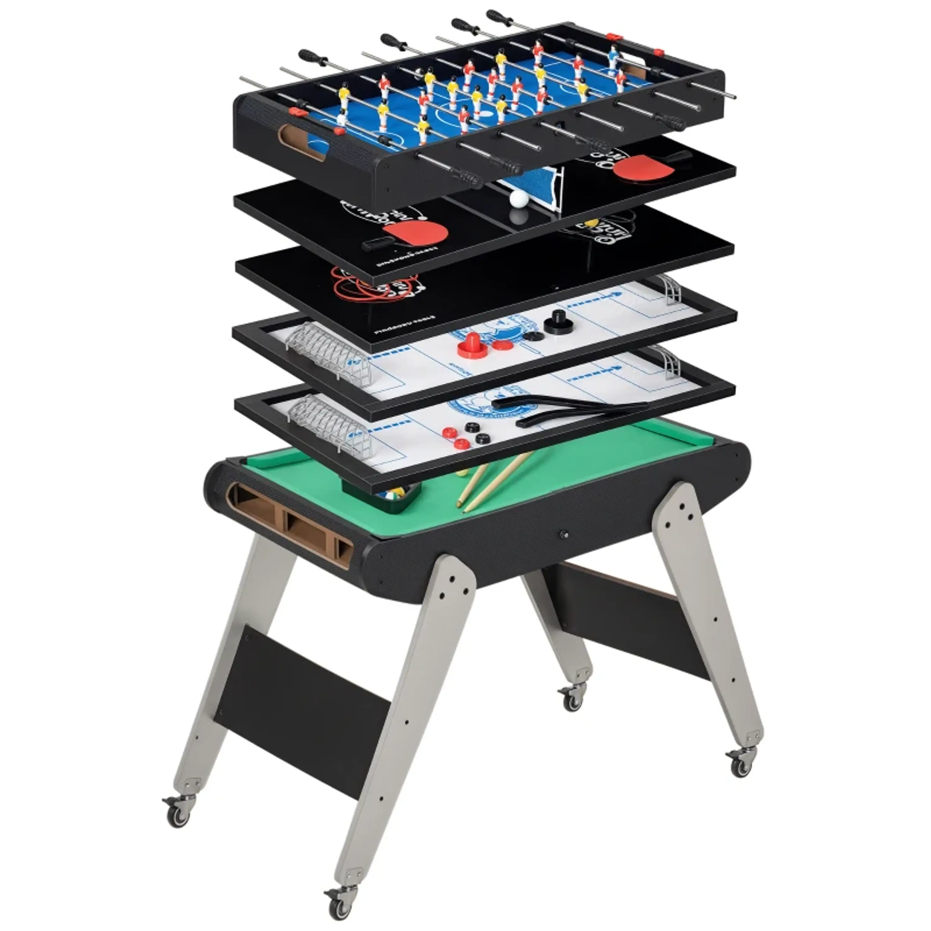 Mesa de Jogos 6 em 1 com Rodas 1