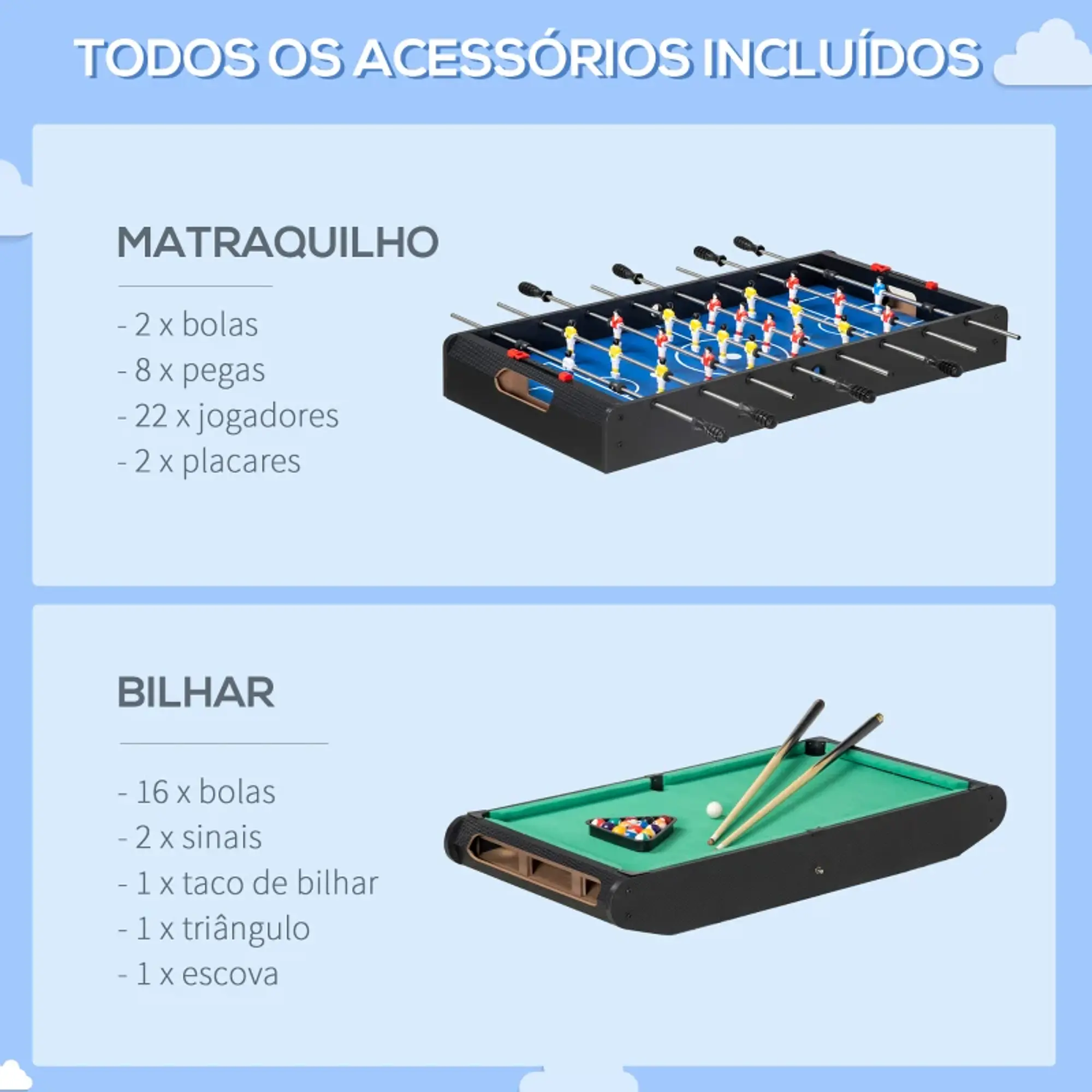 Mesa de Jogos 6 em 1 com Rodas 9