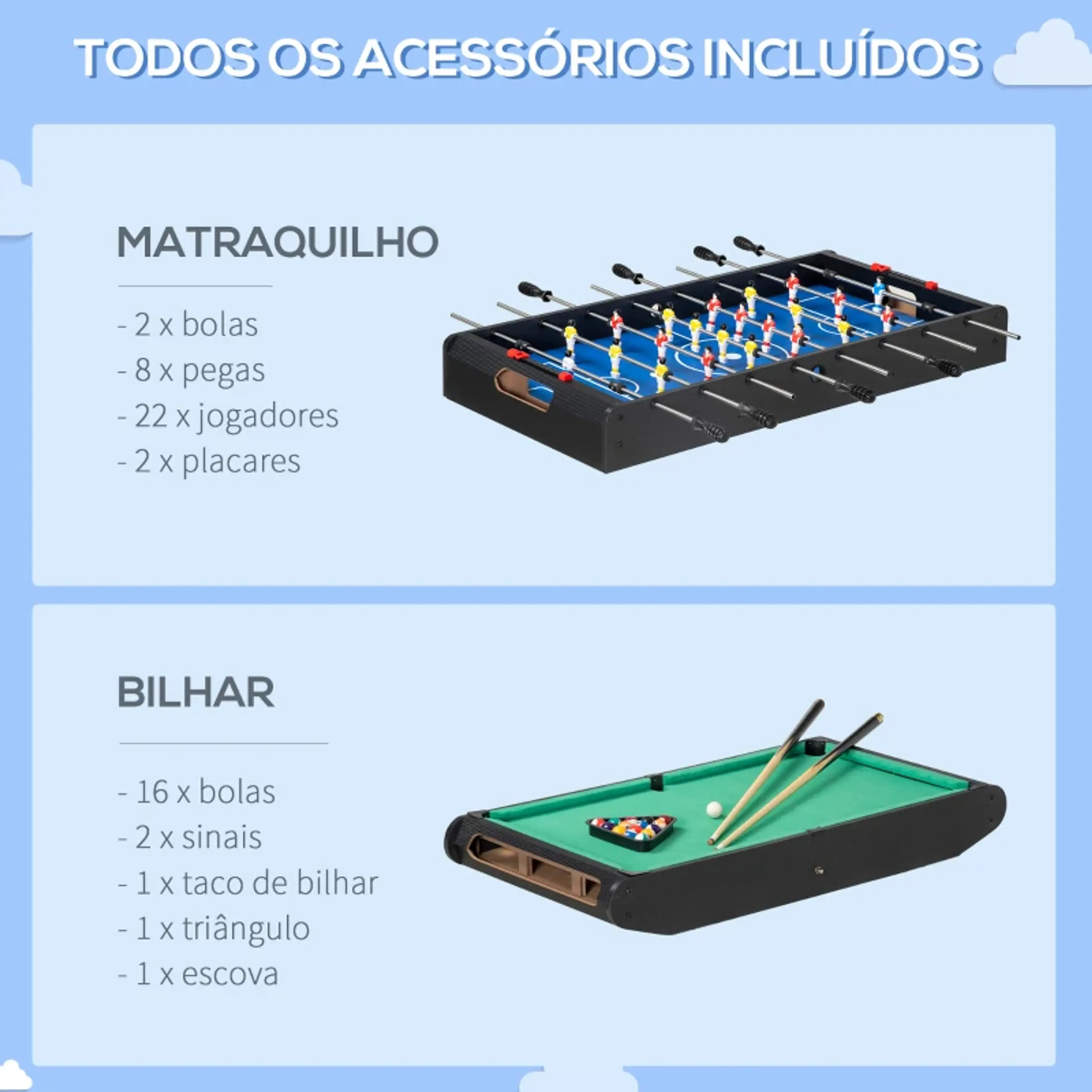Mesa de Jogos 6 em 1 com Rodas 9