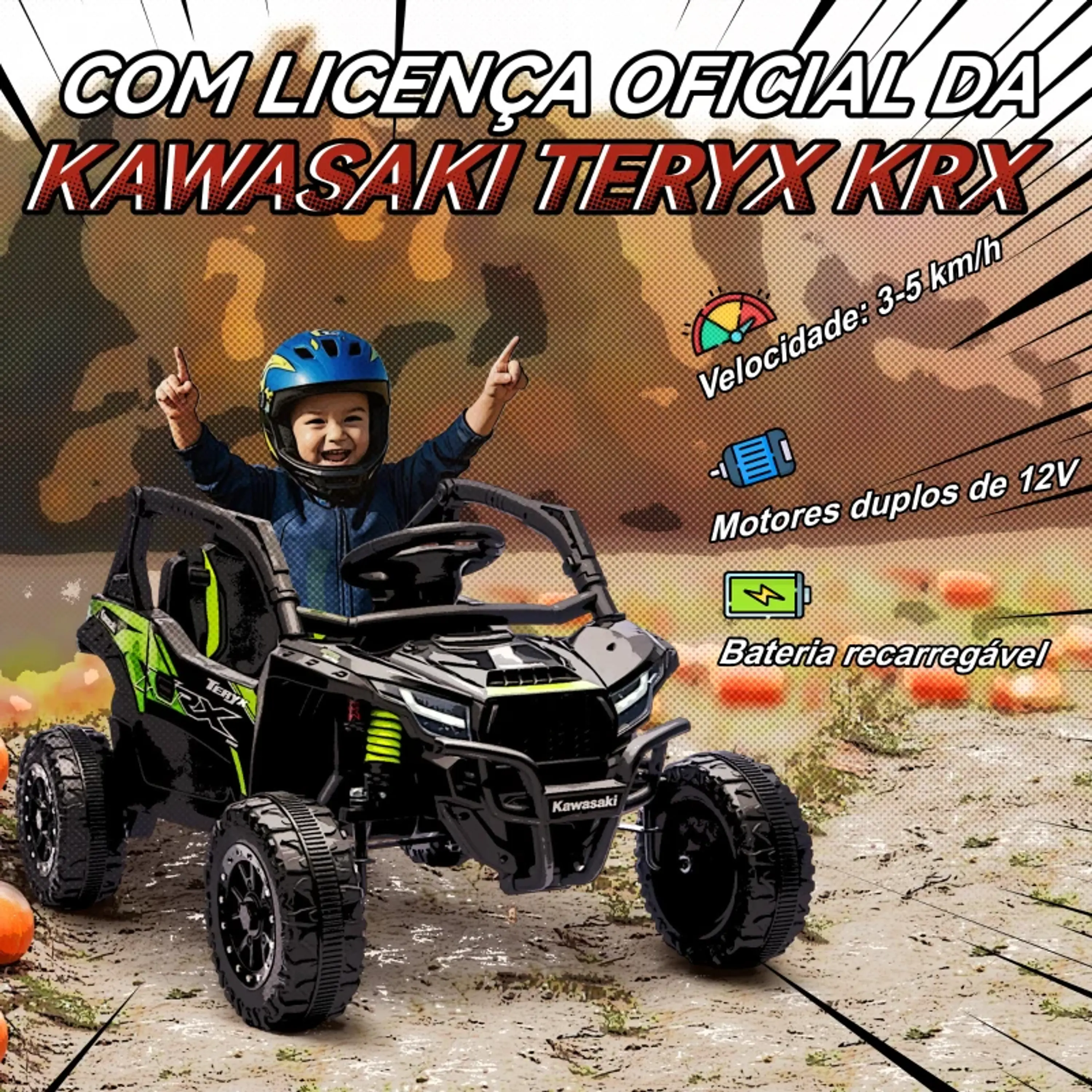 Carro Elétrico para Crianças 12V Kawasaki 11