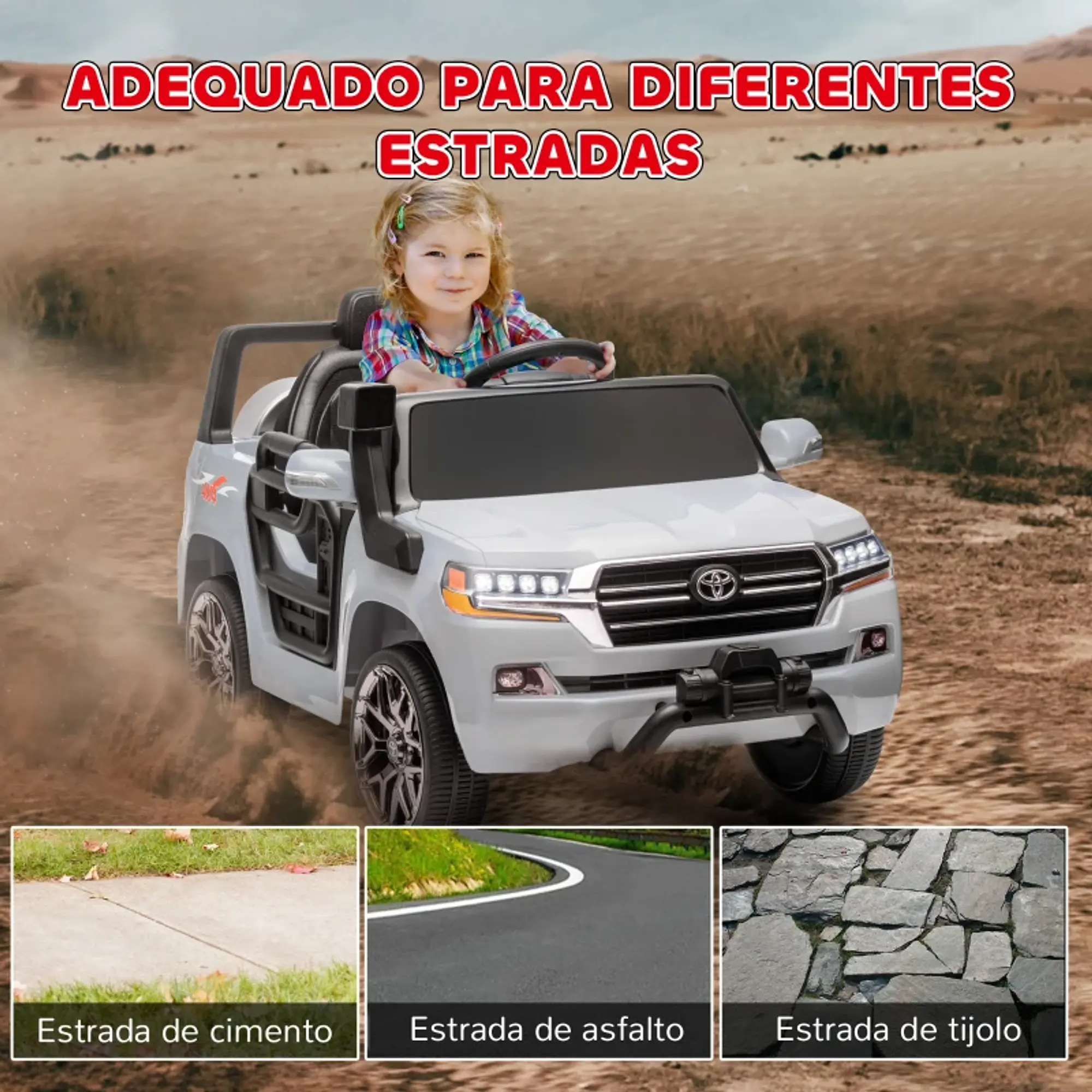 Carro Elétrico para Crianças Toyota Land Cruiser 12V 7