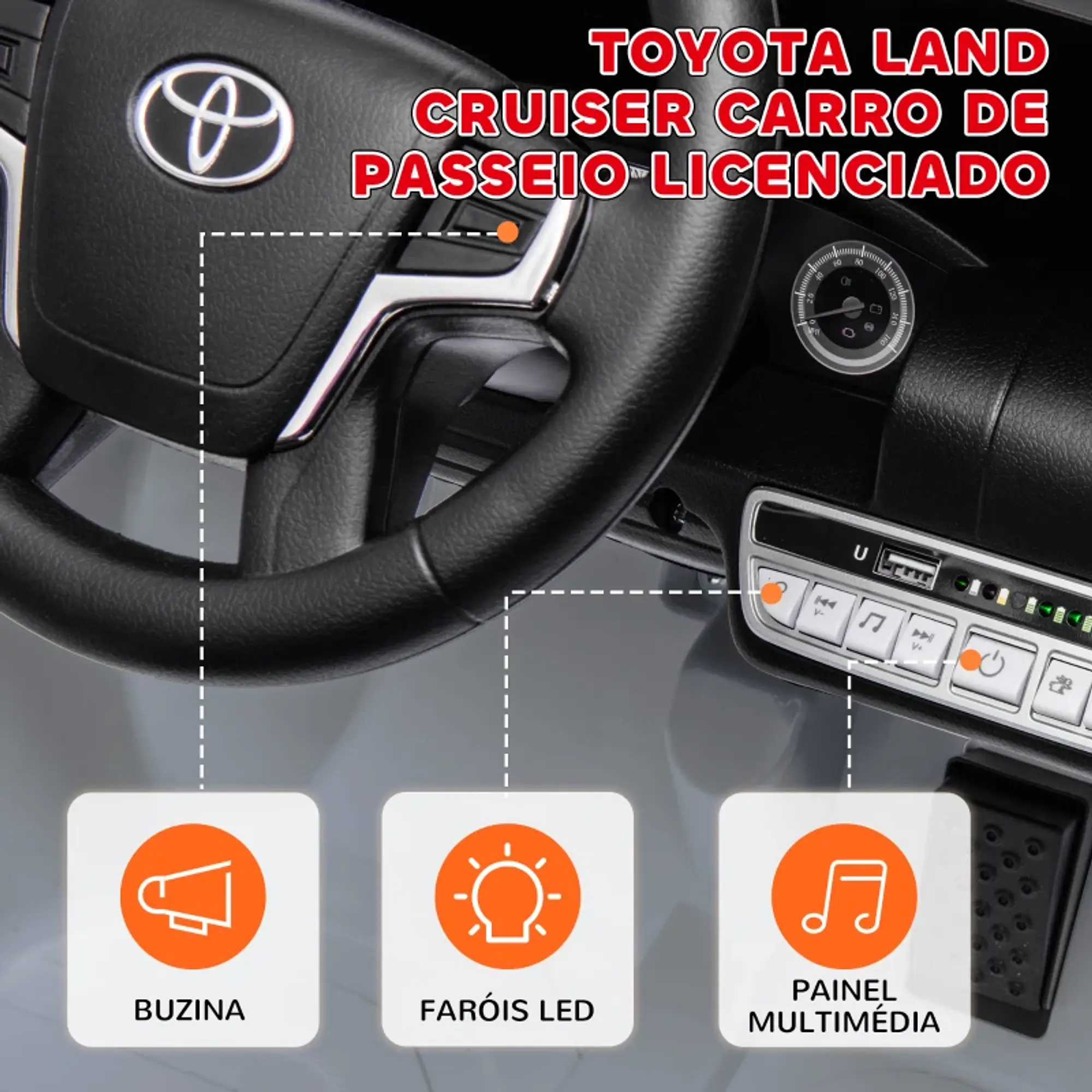 Carro Elétrico para Crianças Toyota Land Cruiser 12V 8