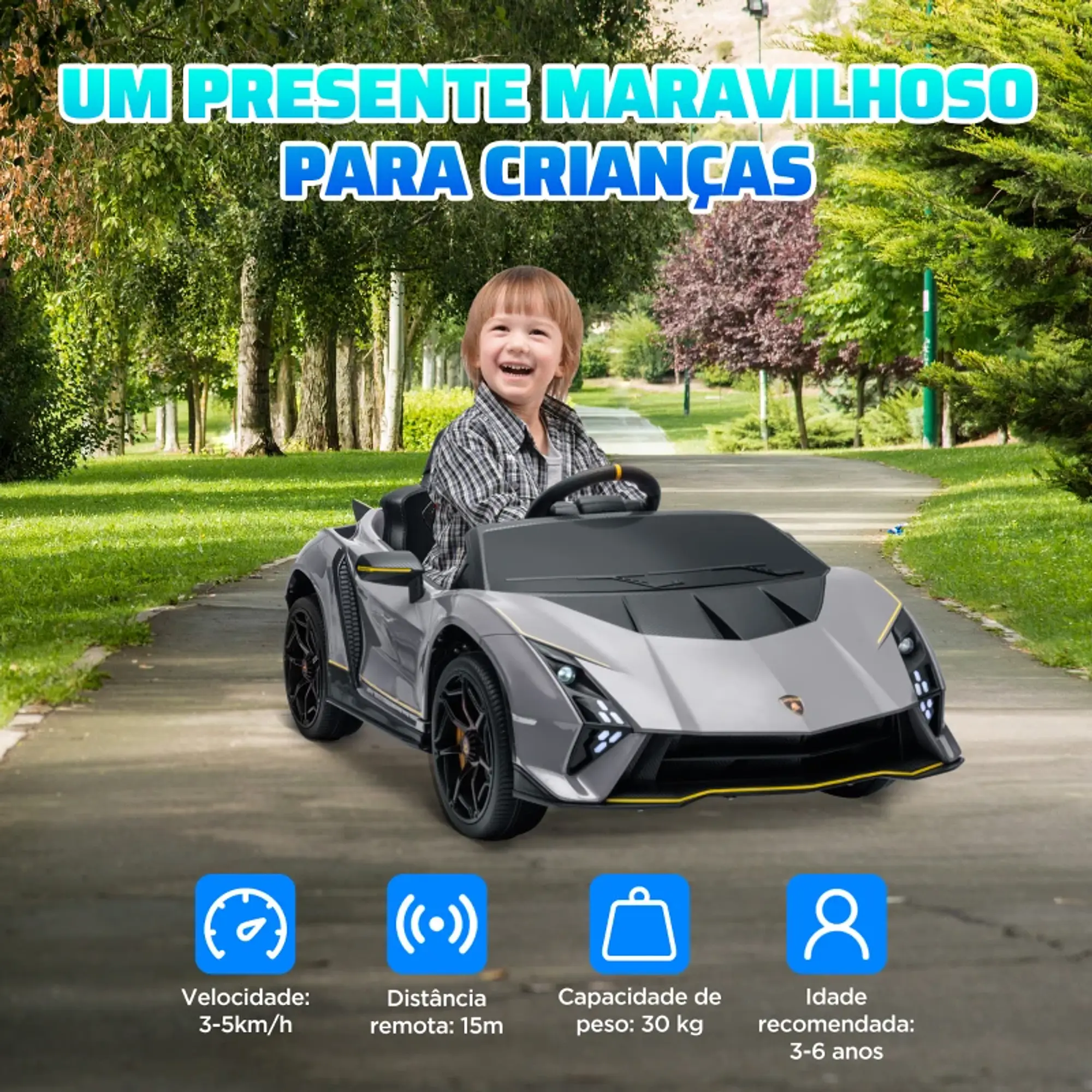 Carro Elétrico Lamborghini 12V  com Musica 11