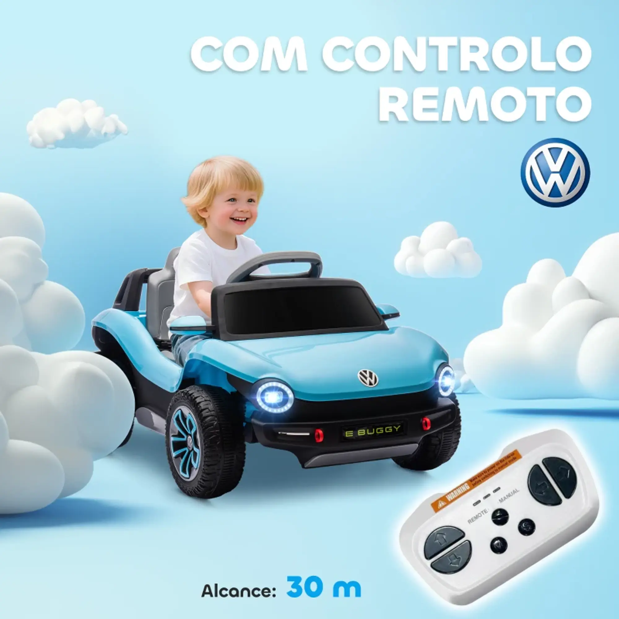 Carro Elétrico Infantil Volkswagen E-Buggy Bateria 12V 11