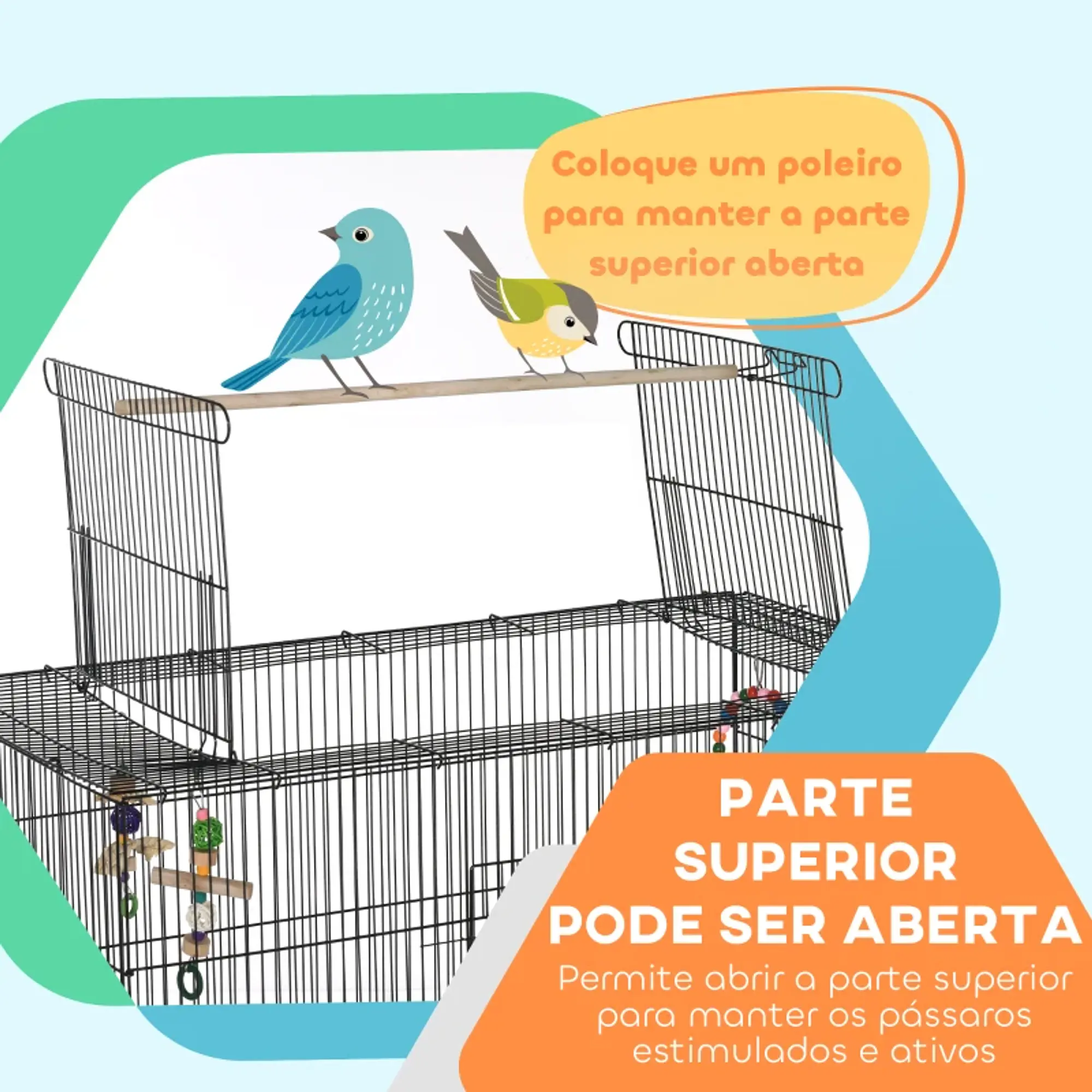 Gaiola para Pássaros com Rodas 97x58x160 cm 5