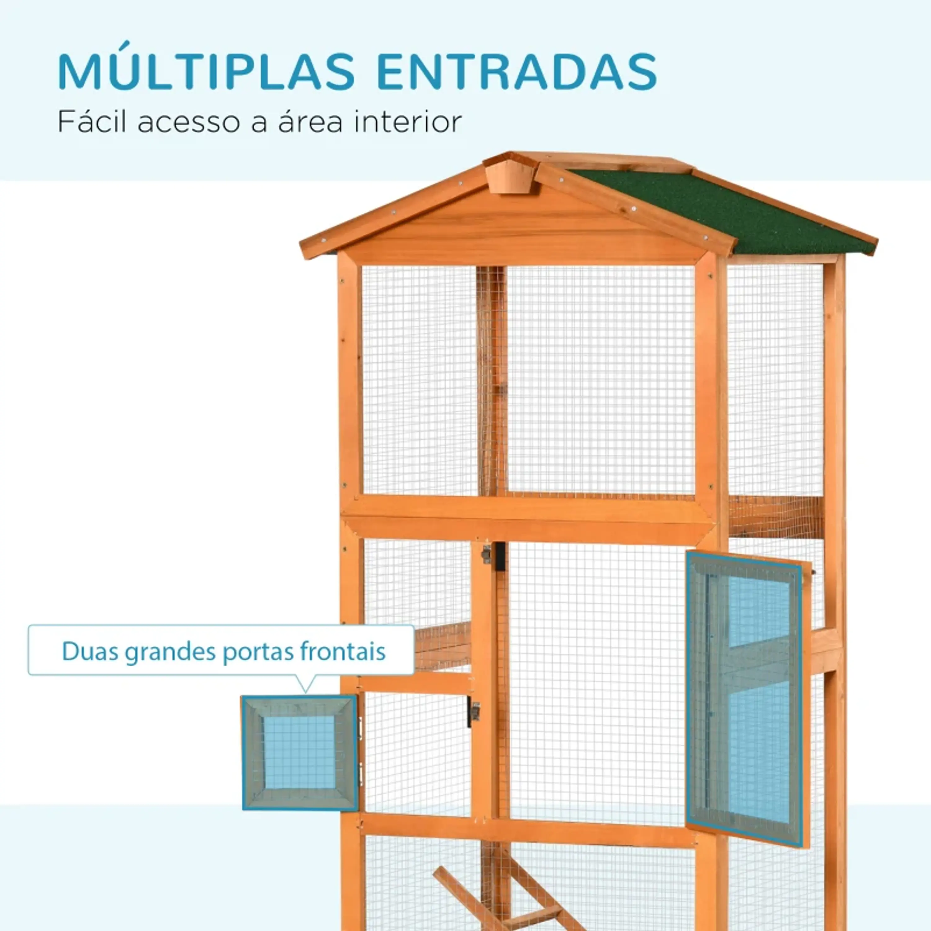 Gaiola Grande 68x63x165cm de Madeira de Abeto  e Teto Asfáltico 4
