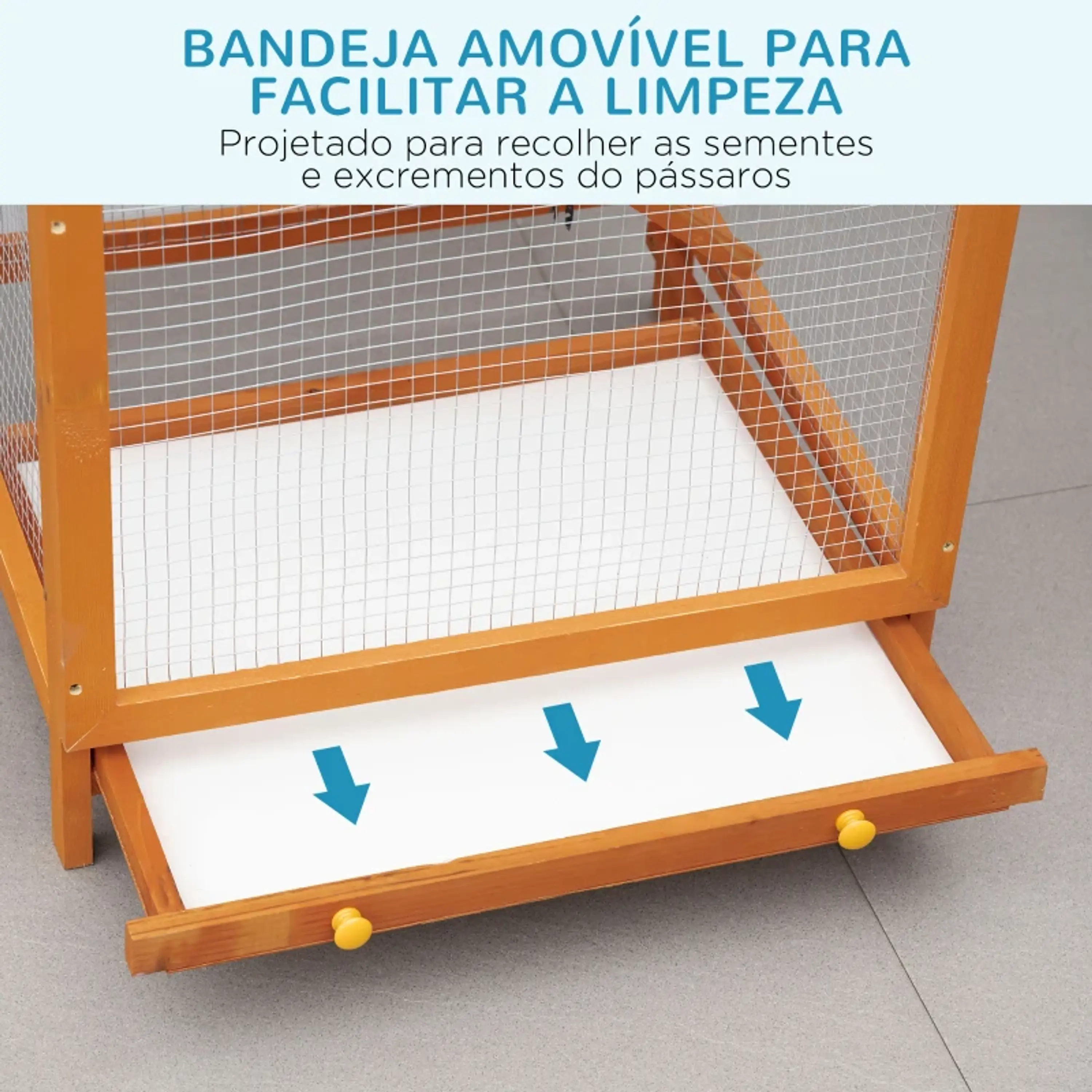 Gaiola Grande 68x63x165cm de Madeira de Abeto  e Teto Asfáltico 9
