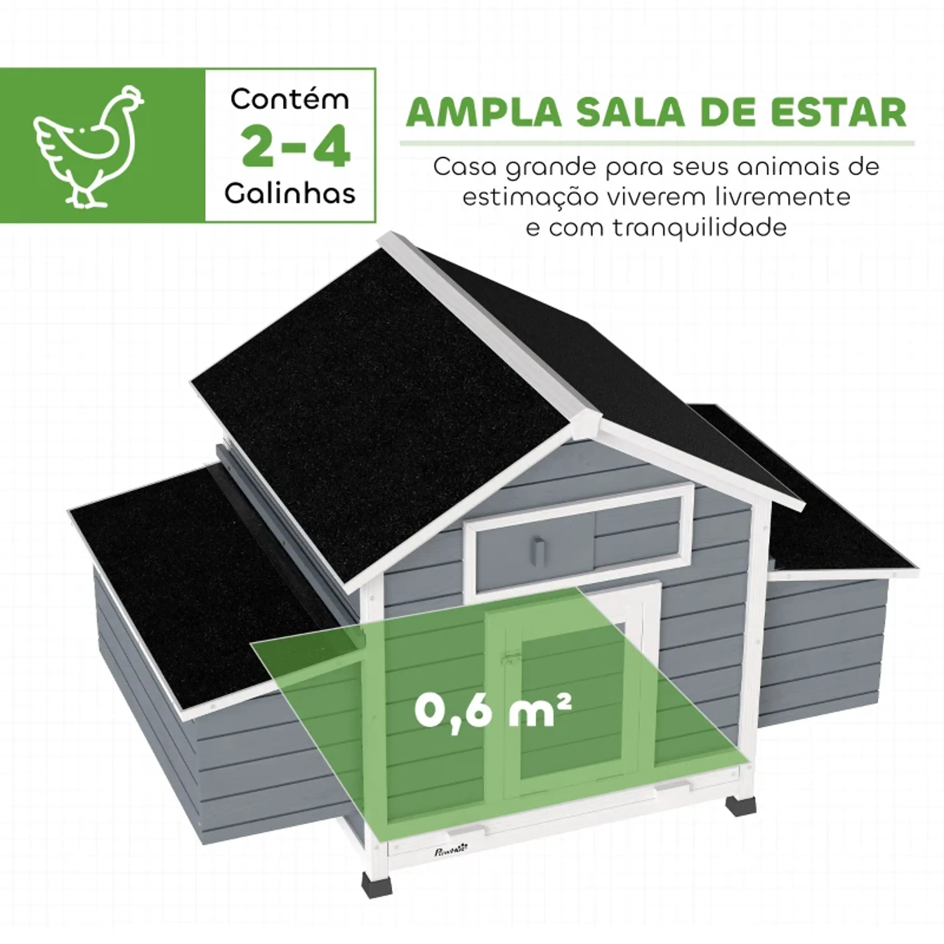 Galinheiro de Madeira para Exterior com 2 Ninhos 150x100x96,5 cm 7