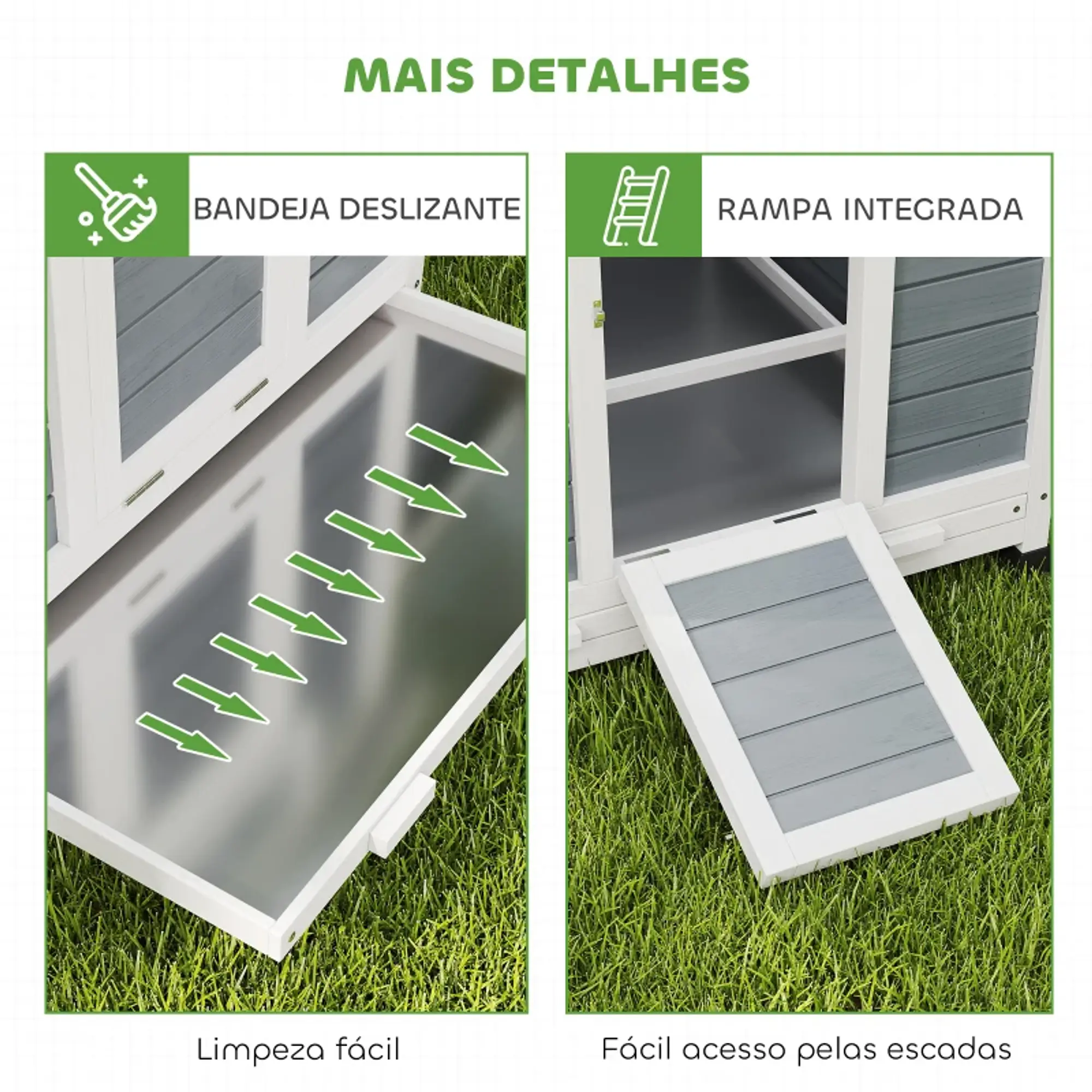 Galinheiro de Madeira para Exterior com 2 Ninhos 150x100x96,5 cm 10