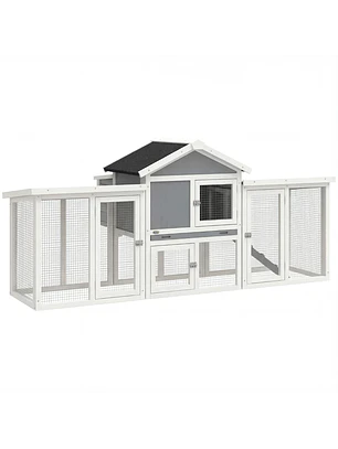Galinheiro Grande para Exterior em Madeira 204x85x93 cm