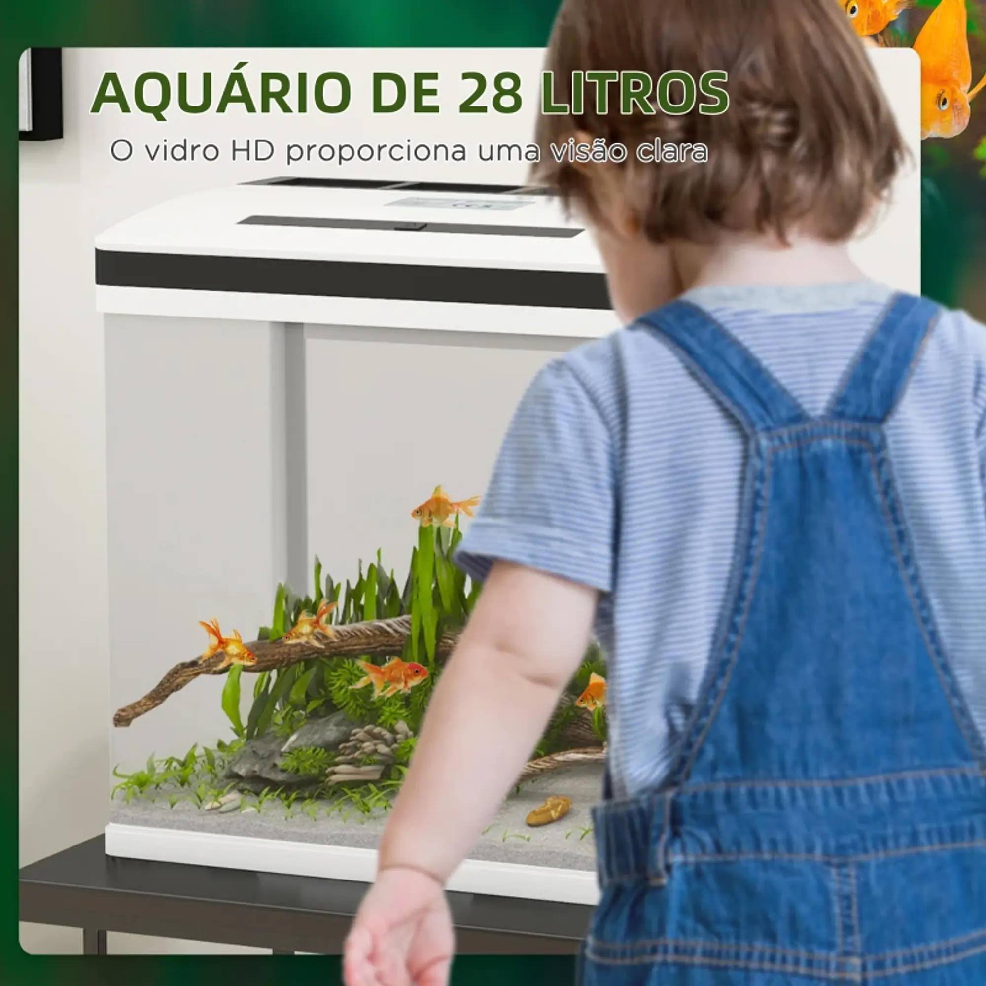 Aquário de Cristal de 28L com Sistema de Filtração 7