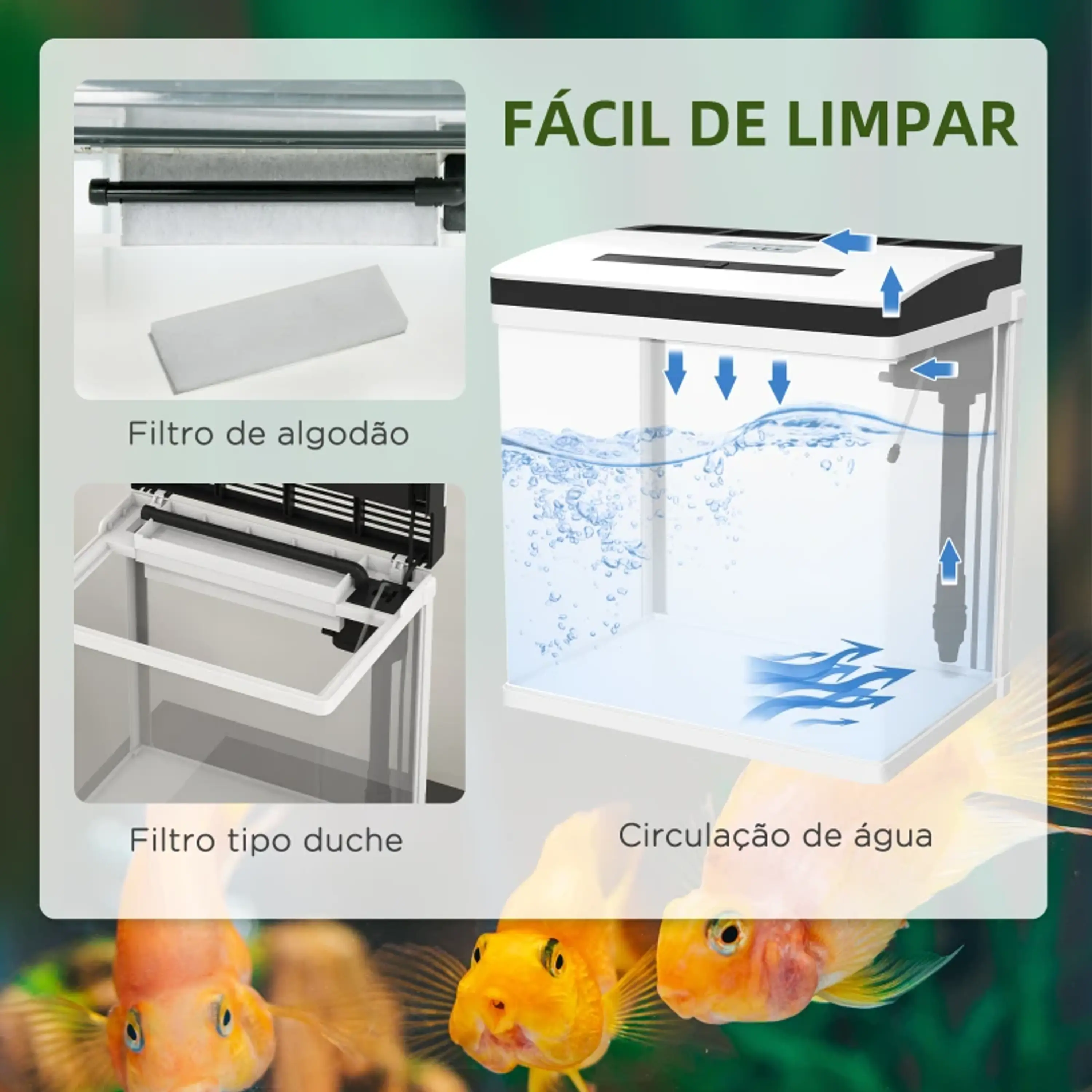 Aquário de Cristal de 28L com Sistema de Filtração 8