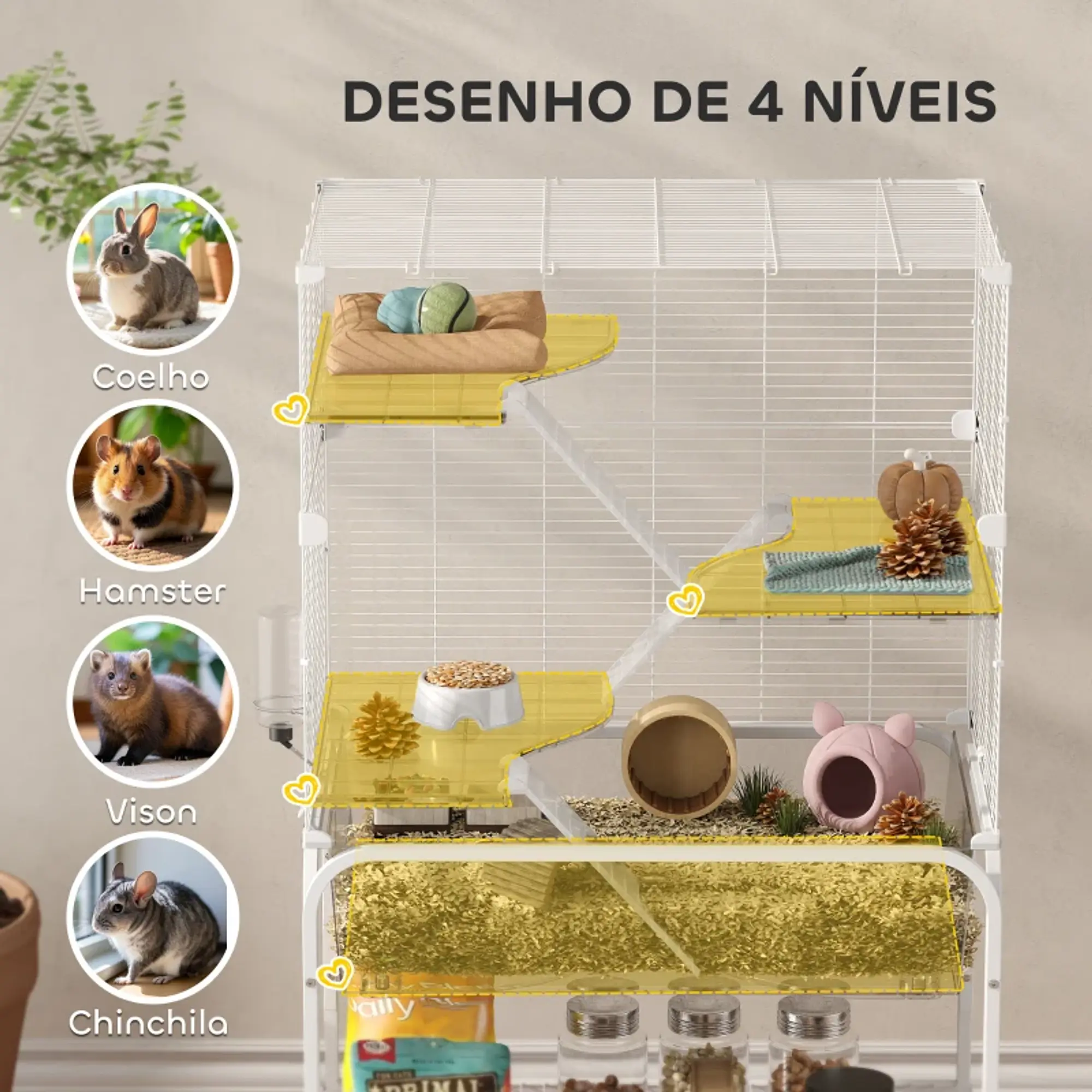 Gaiola para Pequenos Animais  4 Níveis  7