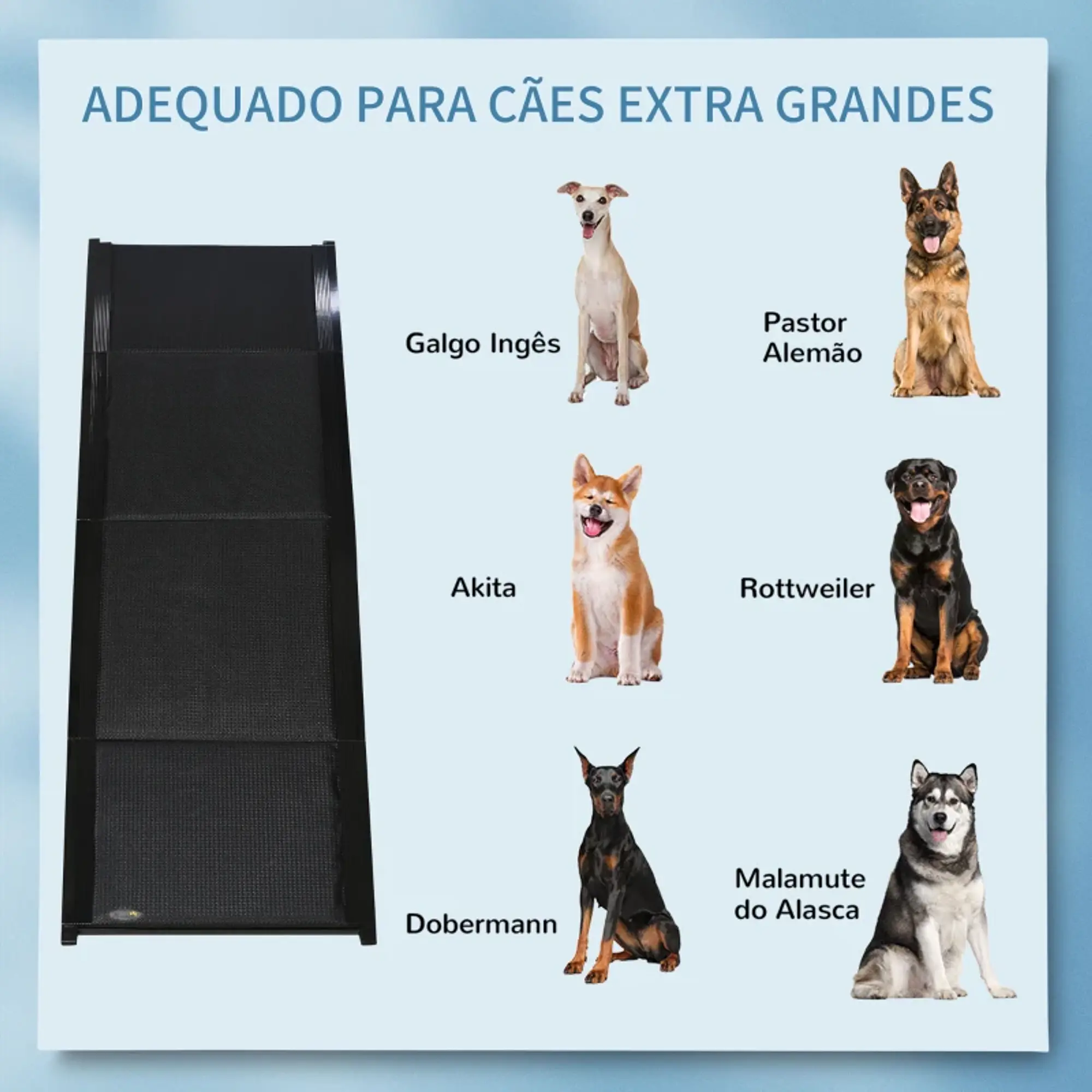 Rampa Dobrável para Cães com Superfície Antiderrapante Alça e Gancho Carga Máxima 6 5