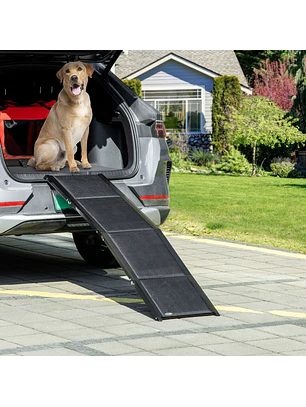 Rampa Dobrável para Cães com Superfície Antiderrapante Alça e Gancho Carga Máxima 6