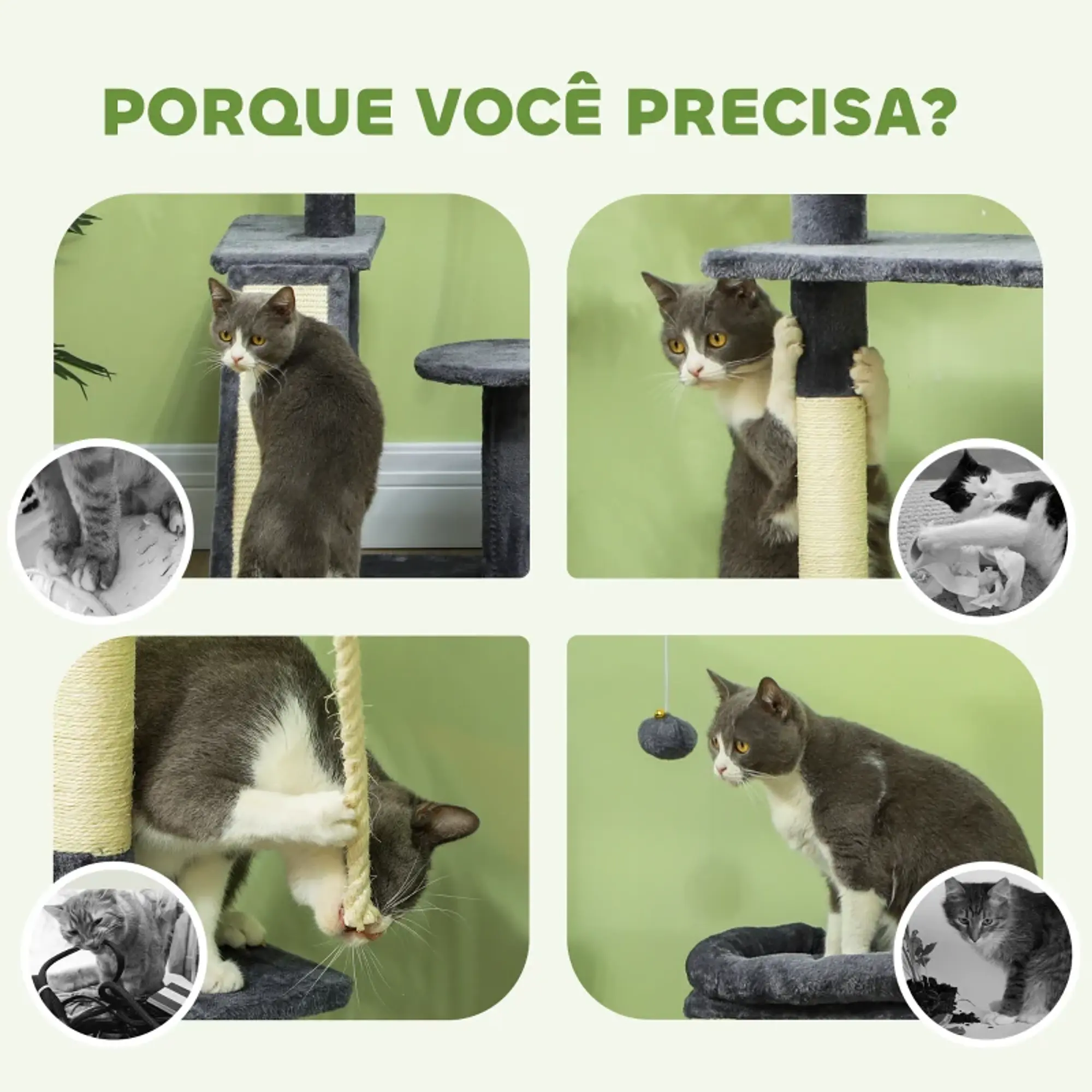 Arranhador para Gatos 134 cm Cinza Escuro 7