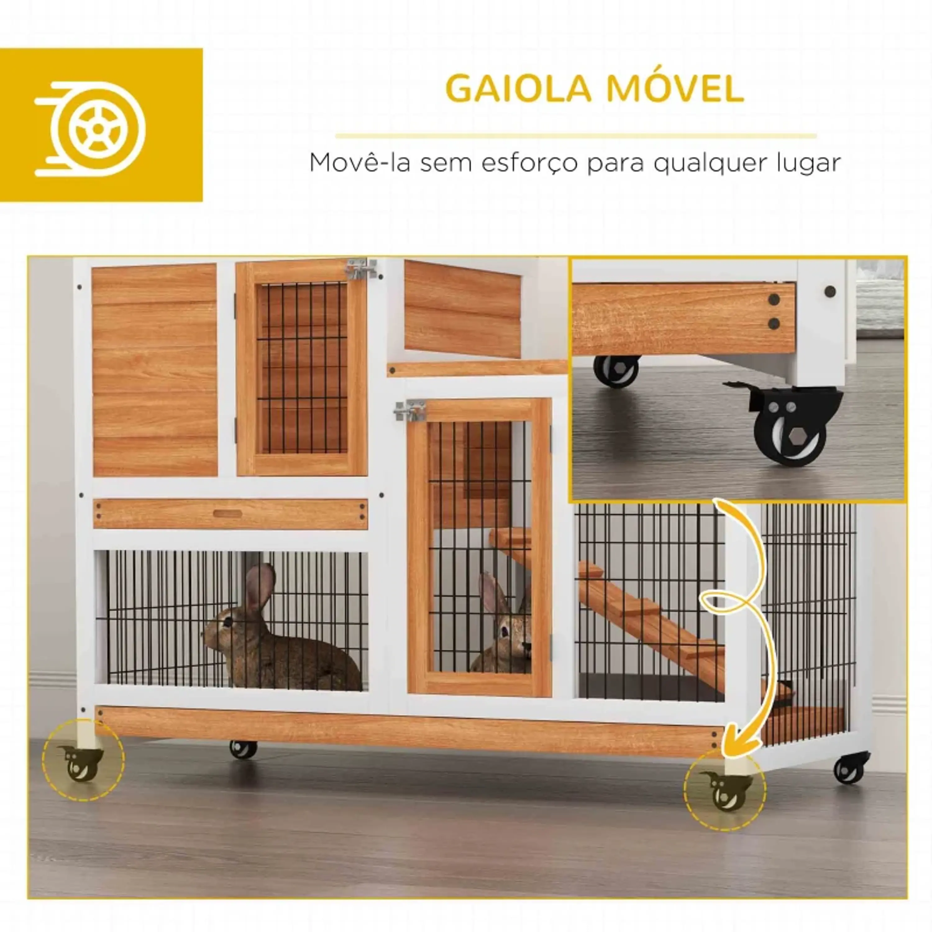 Coelheira de Madeira Interior com Rodas  110x50x88 cm 10