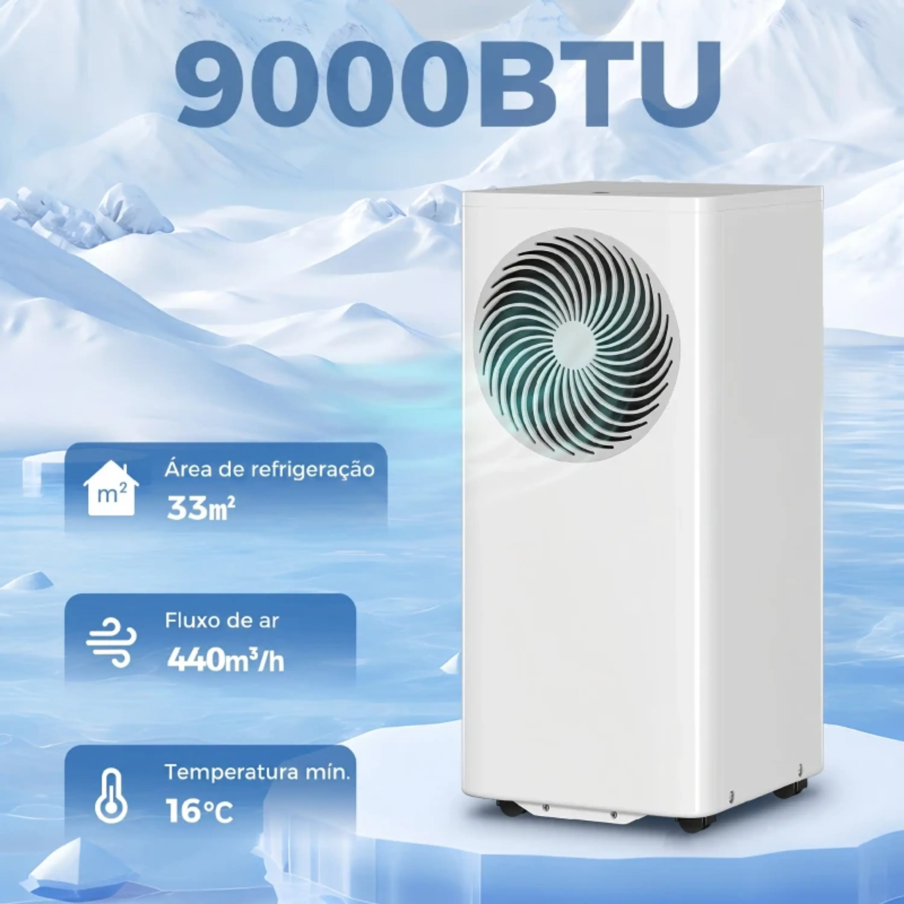 Ar Condicionado Portátil 9000 BTU Baixo Consumo para 33 m² 8