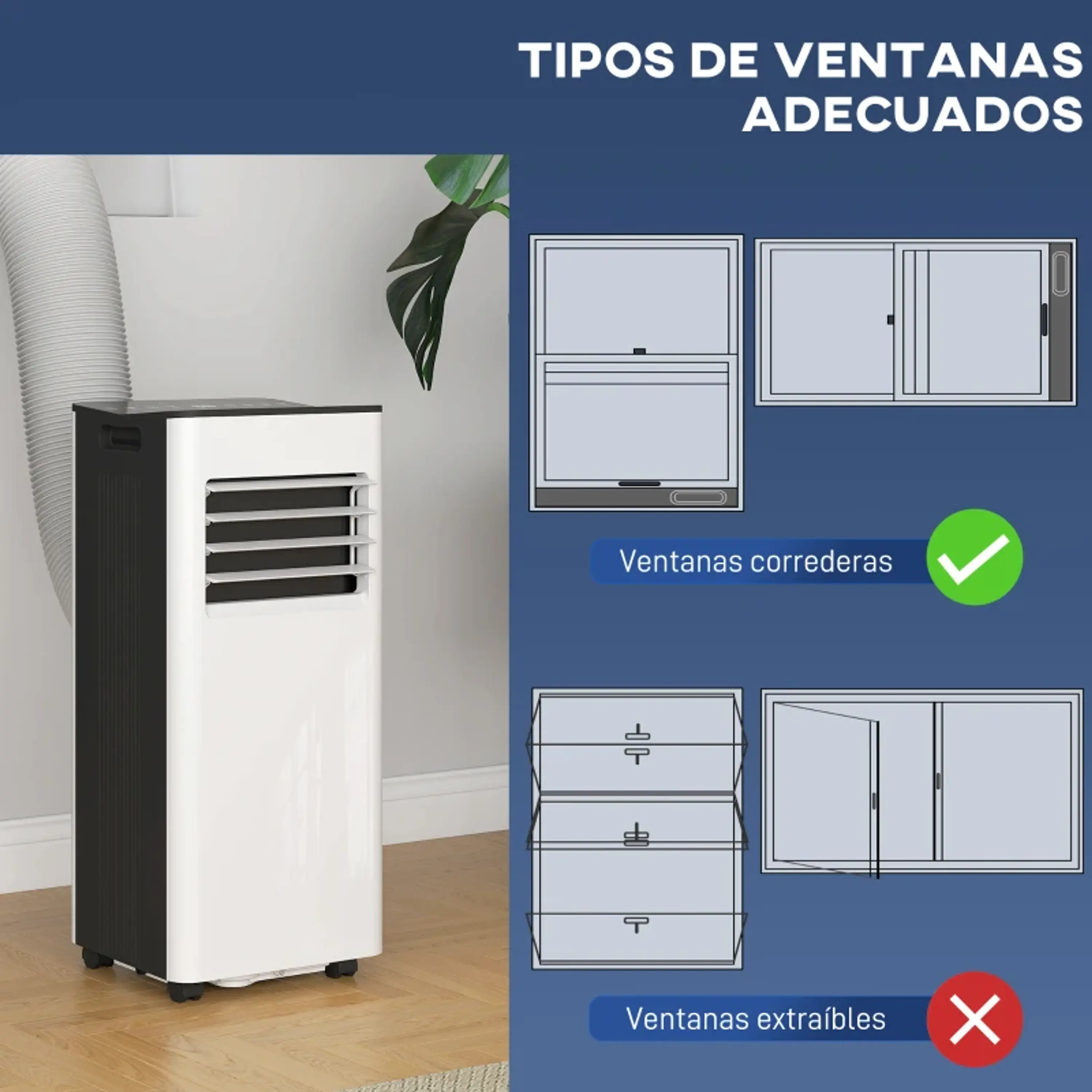Ar Condicionado Portátil 3 em 1 9000 BTU Arrefecedor Ventoinha Desumidificador 24,1 L/ 25m² 11