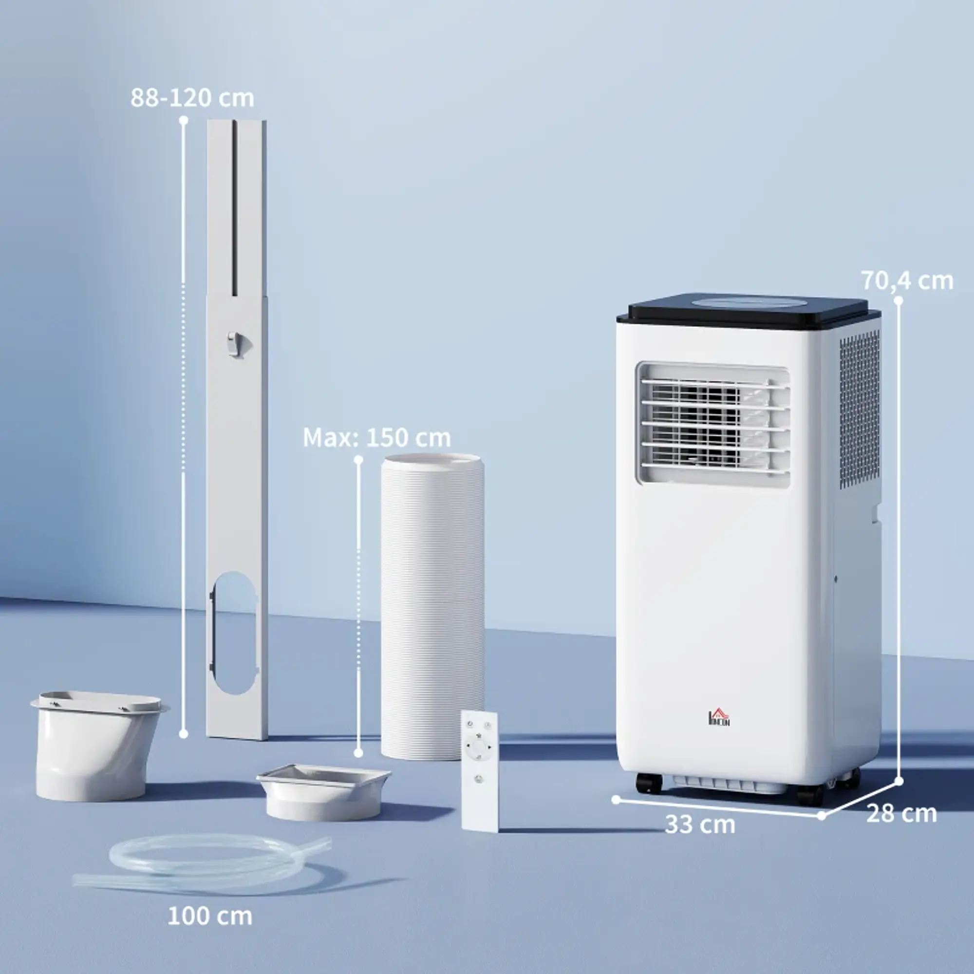 Ar Condicionado Portátil 10000 BTU 2900W Arrefecedor Ventilador Desumidificador 5 em 1 para Quarto 22m² 12