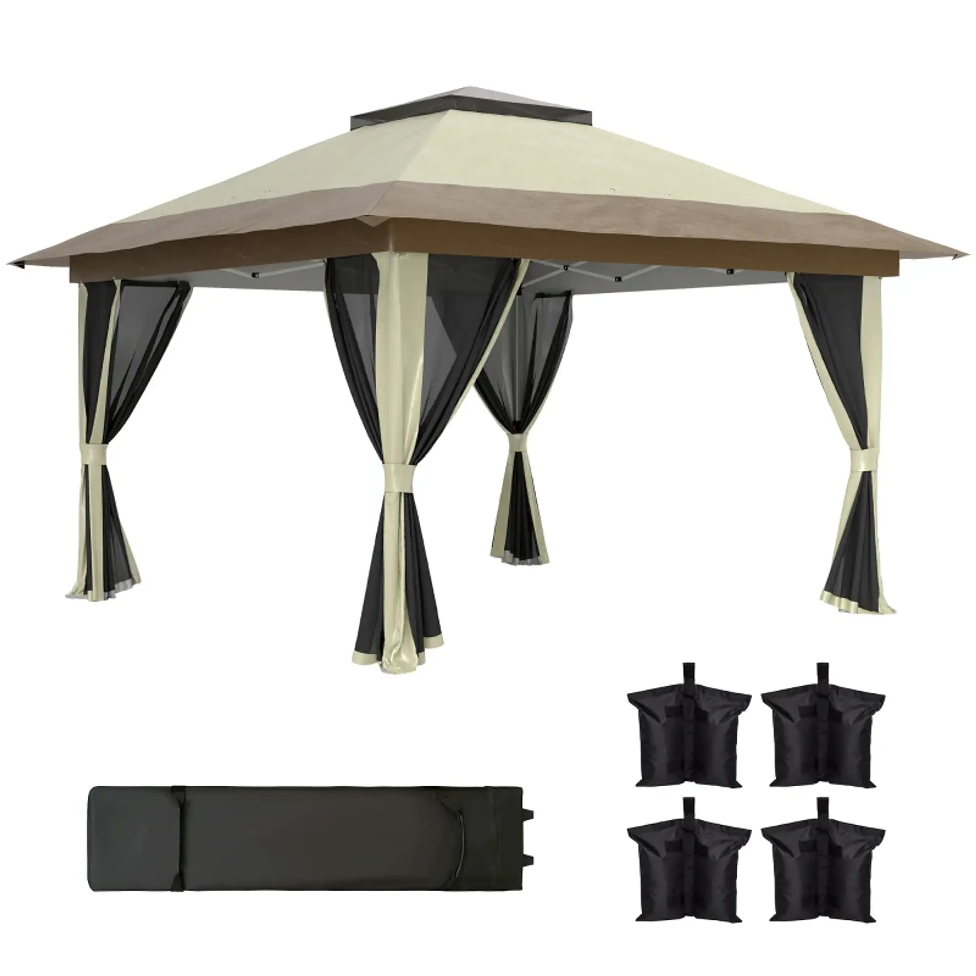 Pérgola Dobrável 3,6x3,6 m com Laterais de Rede UPF50+ 1