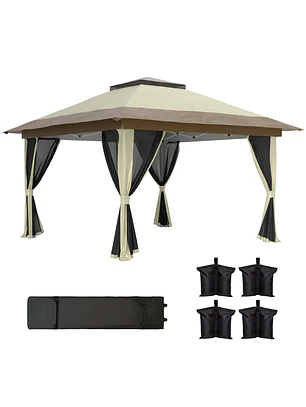 Pérgola Dobrável 3,6x3,6 m com Laterais de Rede UPF50+