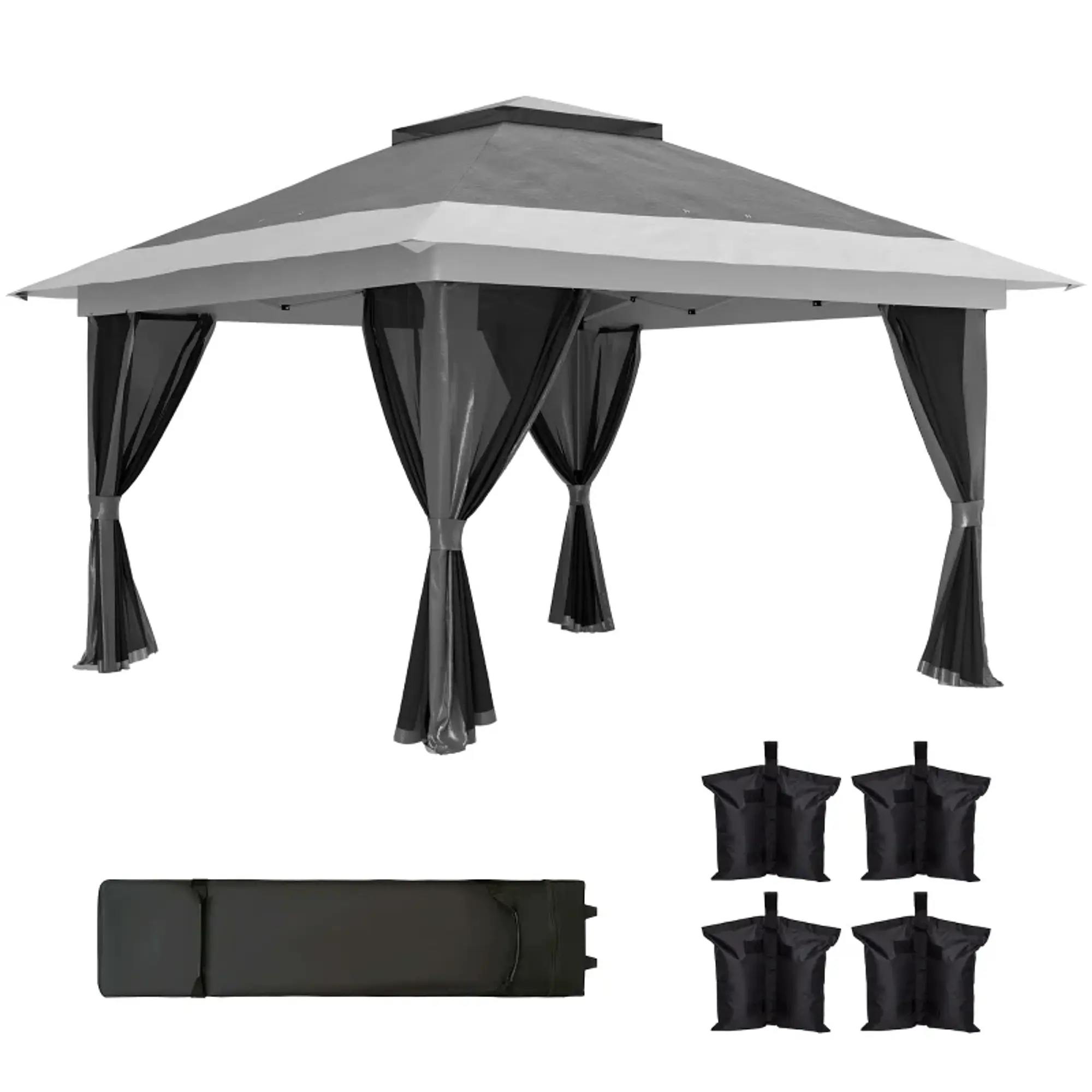 Pérgola Dobrável 3,6x3,6 m com Laterais de Rede UPF50+ 2