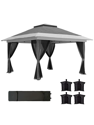 Pérgola Dobrável 3,6x3,6 m com Laterais de Rede UPF50+