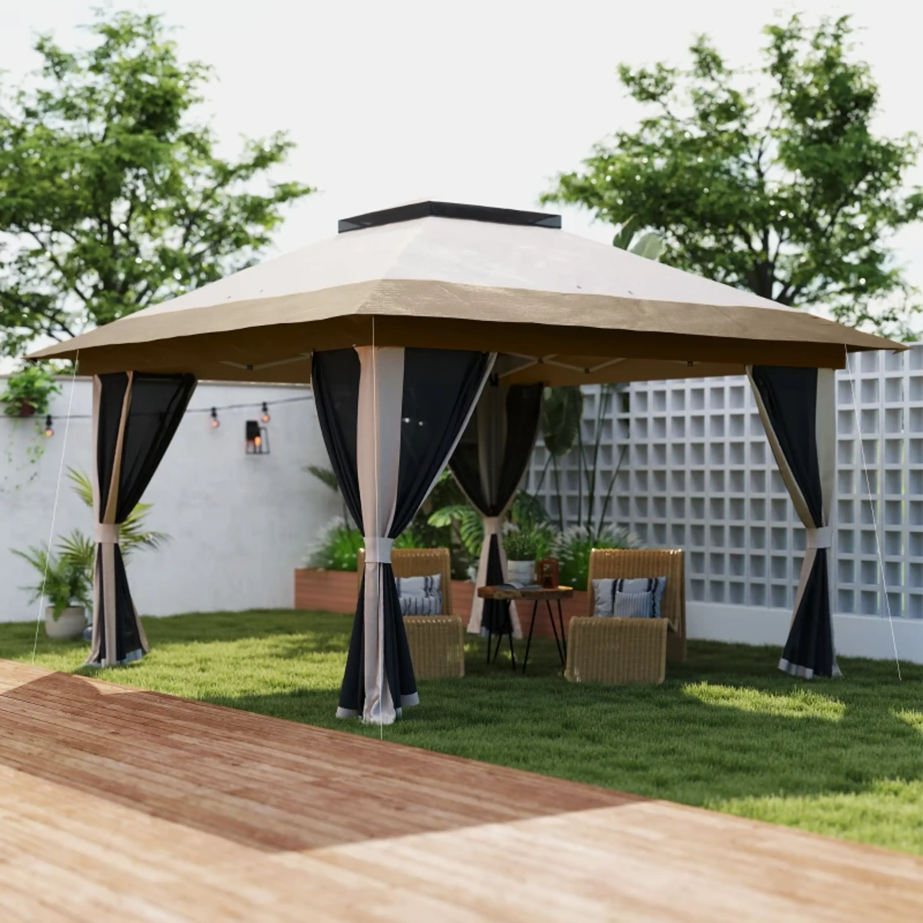 Pérgola Dobrável 3,6x3,6 m com Laterais de Rede UPF50+ 9