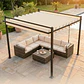 Pérgola de Jardim 3x3,8 m com Toldo Corrediço Ajustável a 90° Manivela, Estrutura de Alumínio e Aço UPF50+ Bege - Thumbnail 5