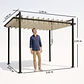 Pérgola de Jardim 3x3,8 m com Toldo Corrediço Ajustável a 90° Manivela, Estrutura de Alumínio e Aço UPF50+ Bege - Thumbnail 3