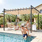 Pérgola de Jardim 3x3,8 m com Toldo Corrediço Ajustável a 90° Manivela, Estrutura de Alumínio e Aço UPF50+ Bege - Thumbnail 8
