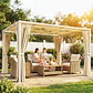 Pérgola de Jardim 385x295x225 cm com Teto Ondulado 4 Cortinas Removíveis Proteção UPF50+ - Thumbnail 7